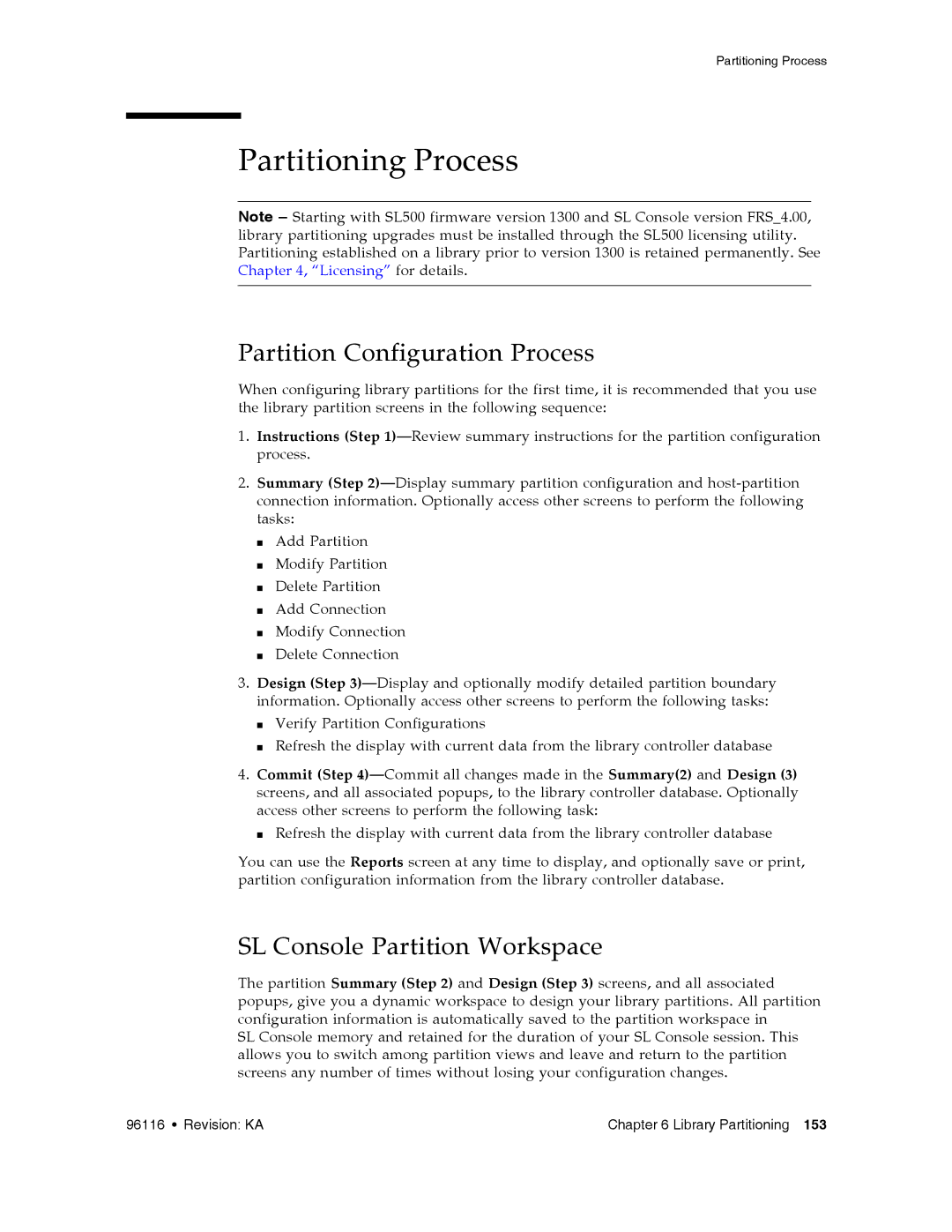 Sun Microsystems SL500 manual Partitioning Process, Partition Configuration Process, SL Console Partition Workspace 