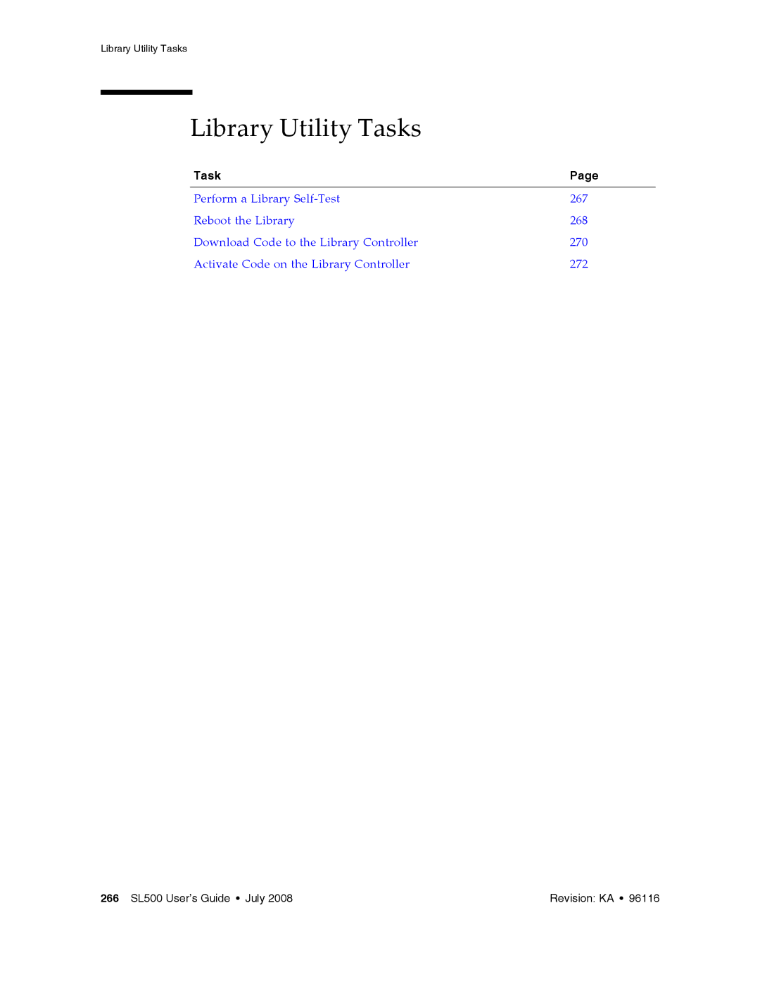 Sun Microsystems SL500 manual Library Utility Tasks 