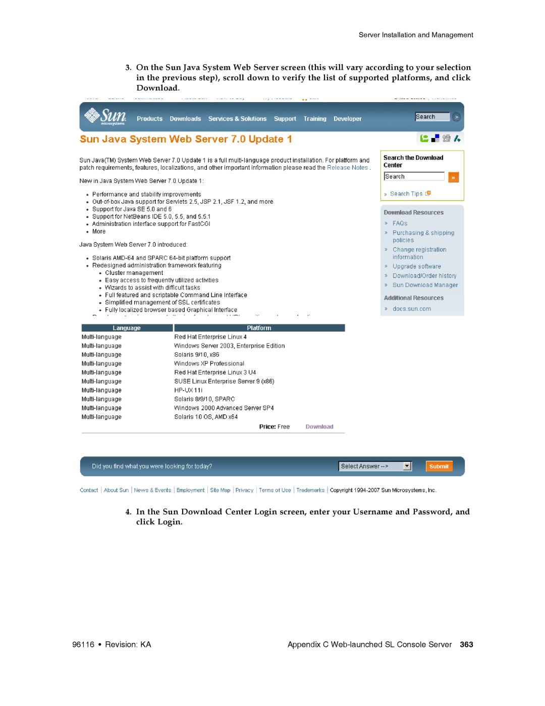 Sun Microsystems SL500 manual Revision KA Appendix C Web-launched SL Console Server 