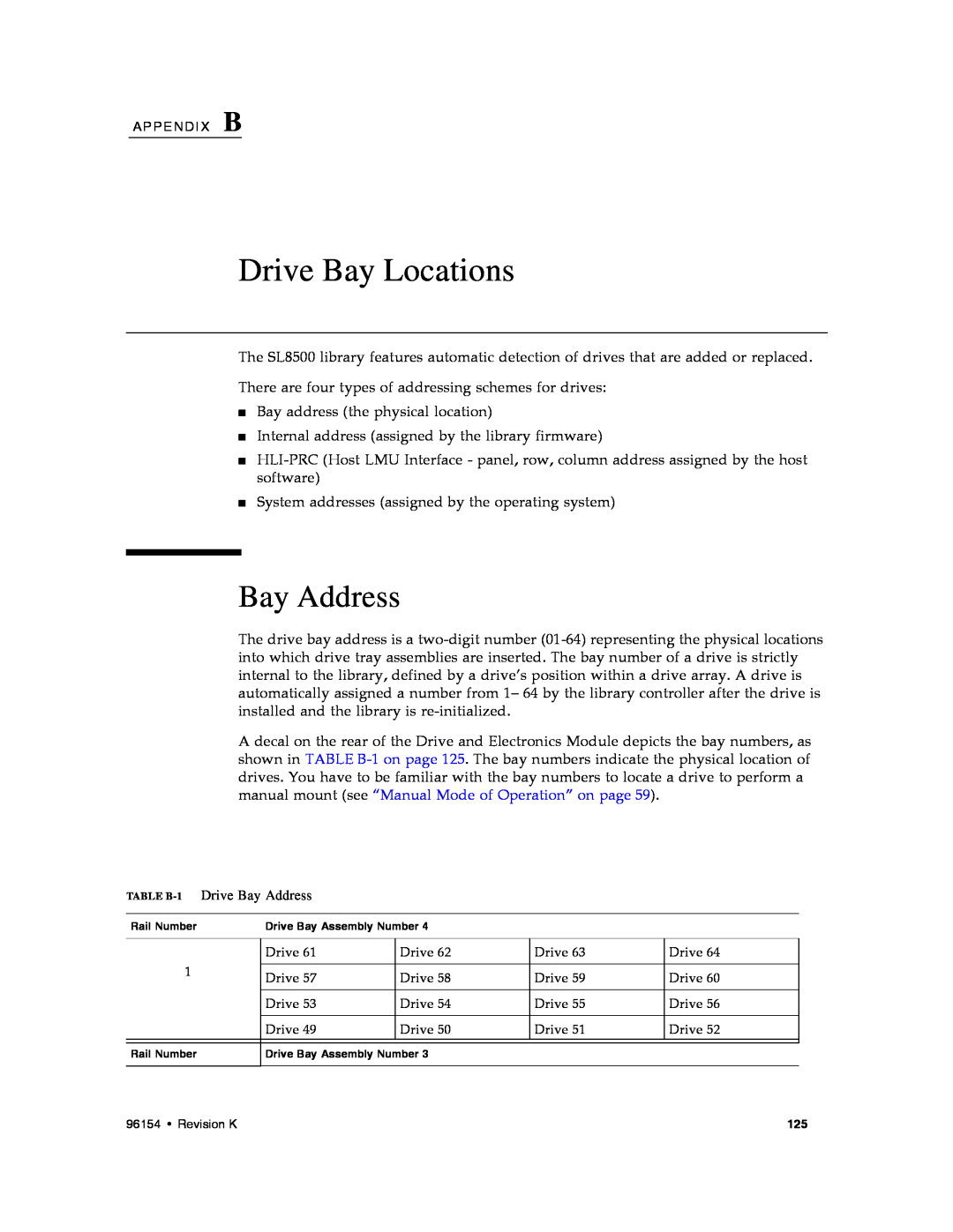 Sun Microsystems SL8500 manual Drive Bay Locations, Bay Address 