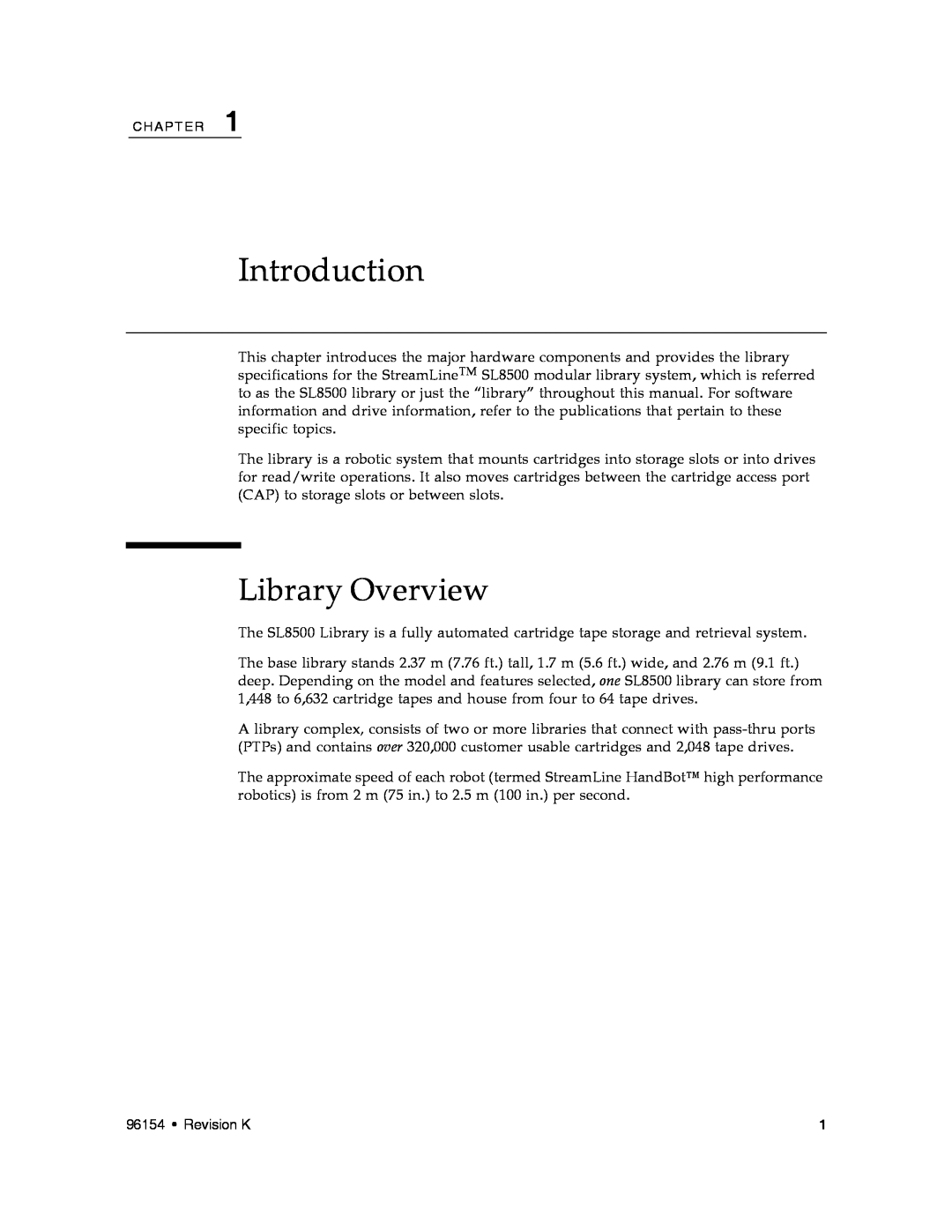 Sun Microsystems SL8500 manual Introduction, Library Overview 