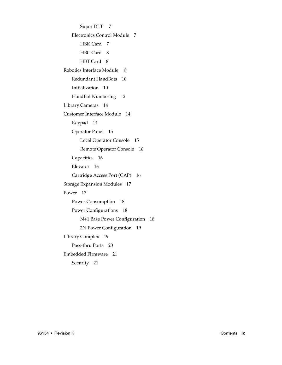 Sun Microsystems SL8500 manual Revision K Contents 