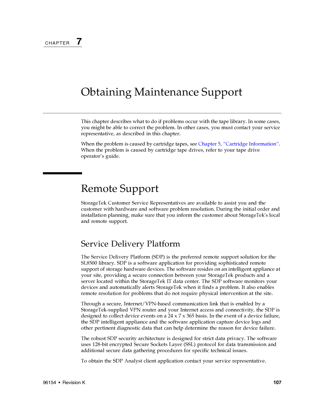 Sun Microsystems SL8500 manual Remote Support, Service Delivery Platform 