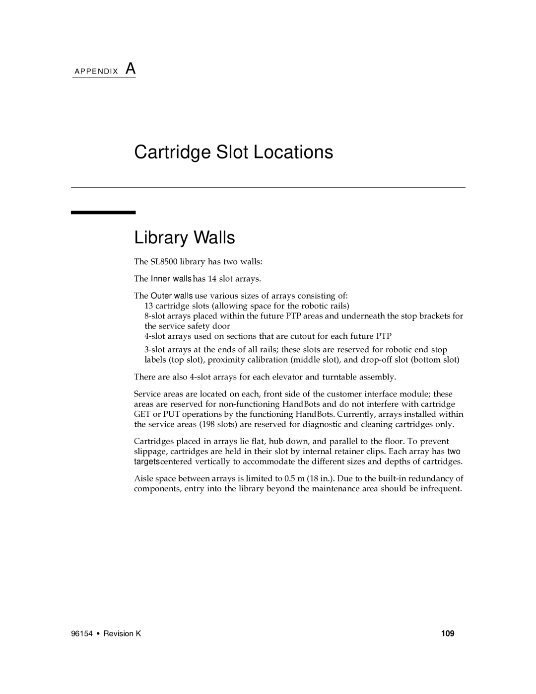 Sun Microsystems SL8500 manual Cartridge Slot Locations, Library Walls 