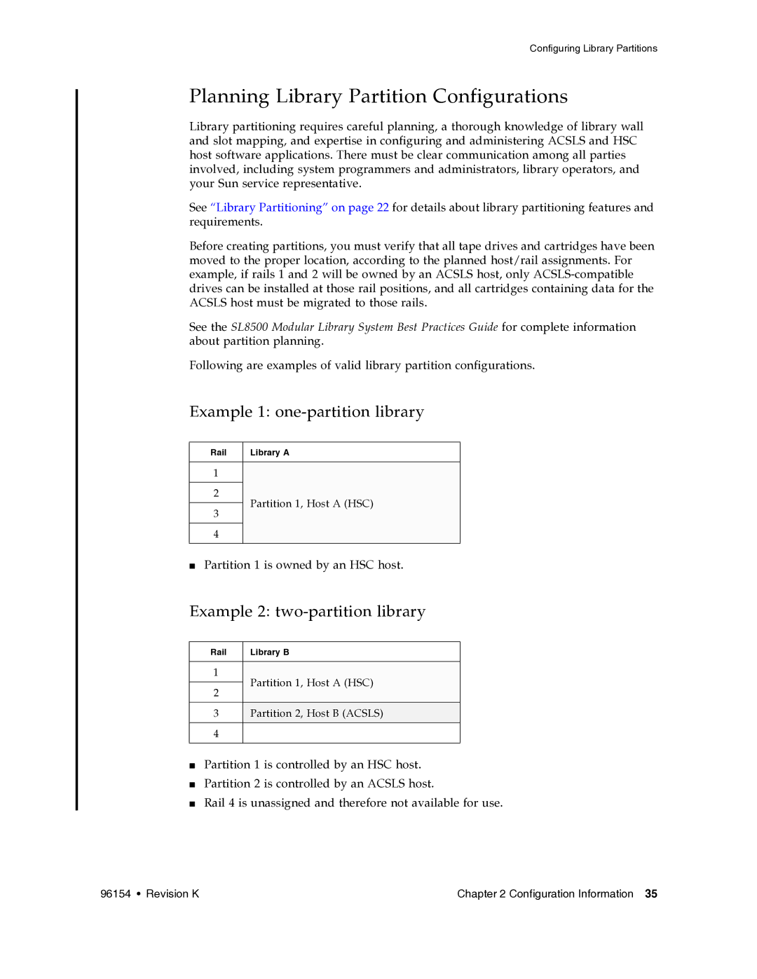 Sun Microsystems SL8500 manual Planning Library Partition Configurations, Example 1 one-partition library 