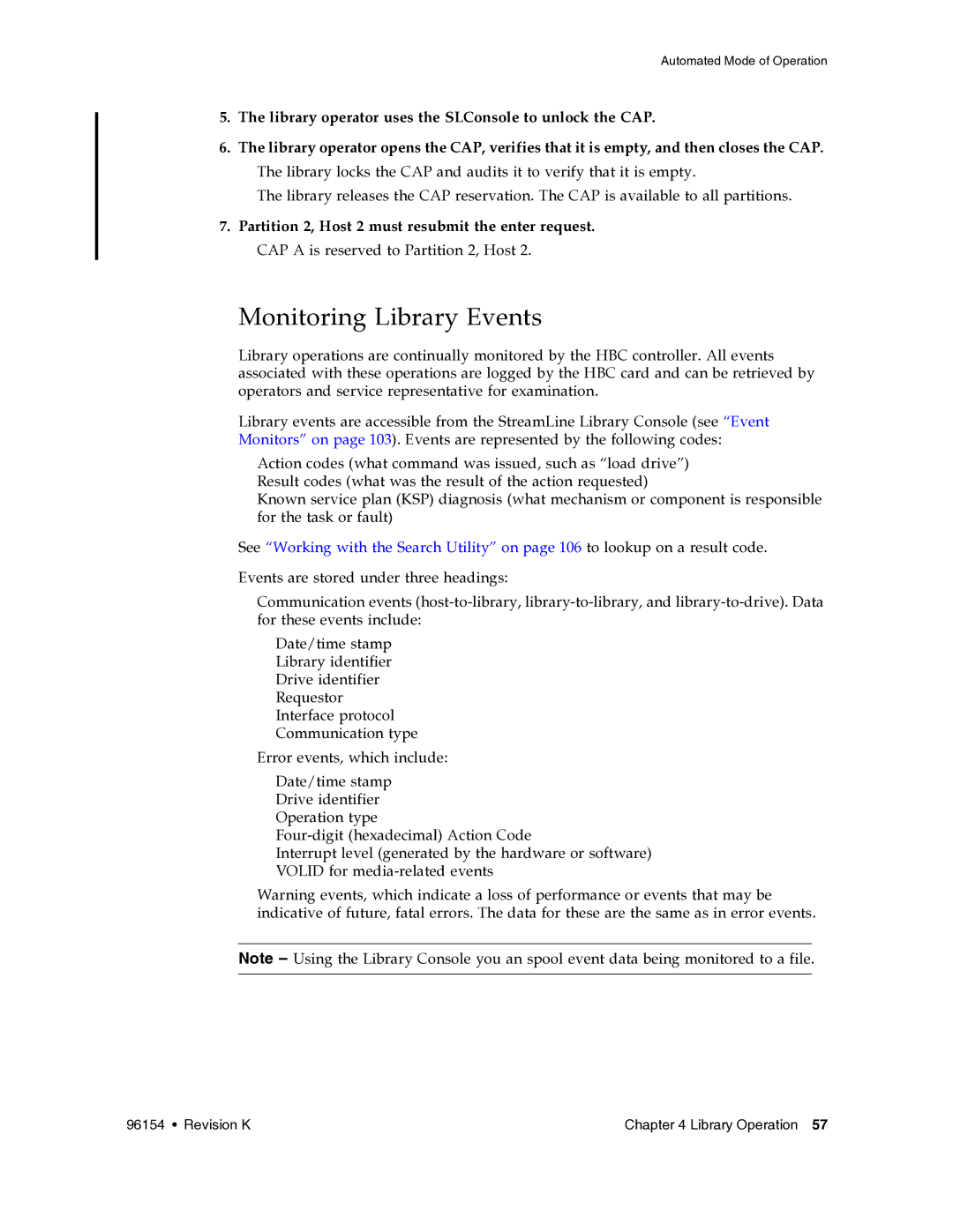 Sun Microsystems SL8500 manual Monitoring Library Events 