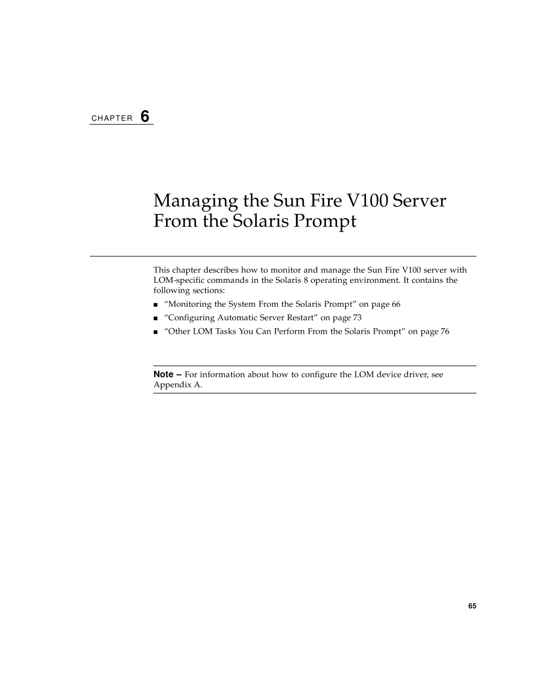 Sun Microsystems manual Managing the Sun Fire V100 Server From the Solaris Prompt 