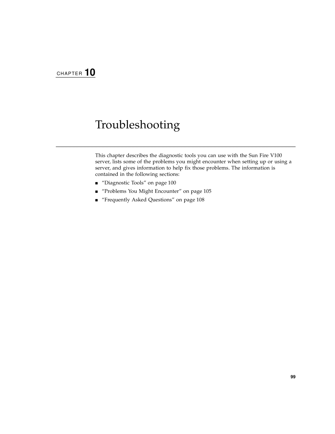 Sun Microsystems Sun Fire V100 manual Troubleshooting 