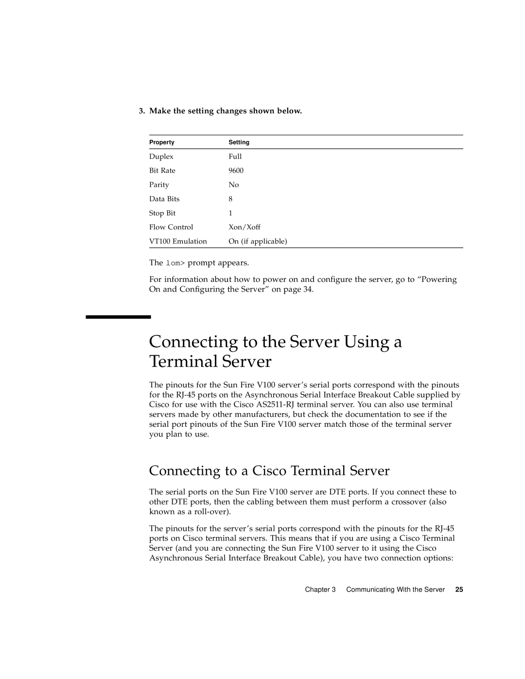 Sun Microsystems Sun Fire V100 Connecting to the Server Using a Terminal Server, Connecting to a Cisco Terminal Server 