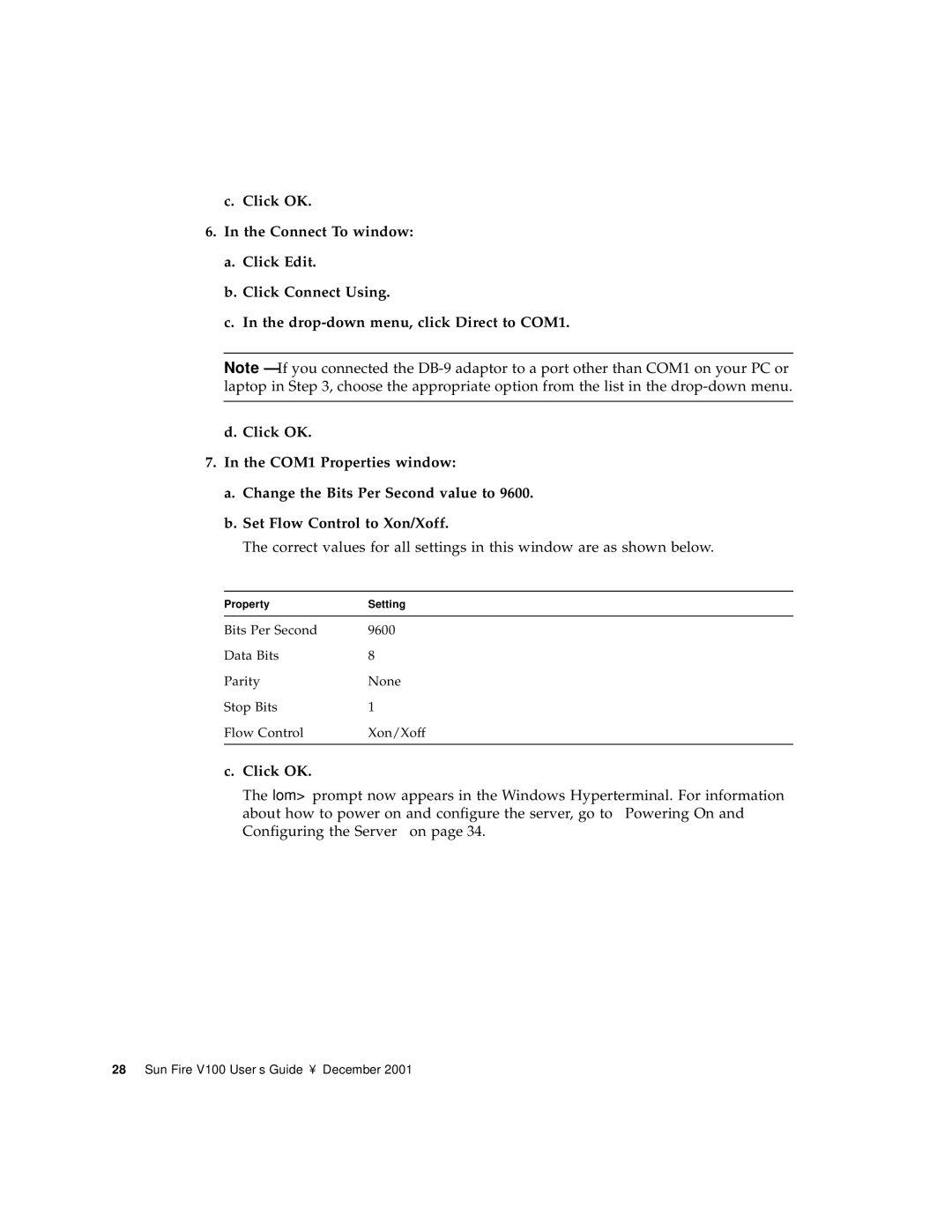 Sun Microsystems Sun Fire V100 manual Click OK 