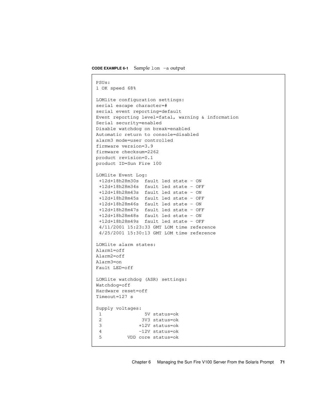 Sun Microsystems Sun Fire V100 manual Off 