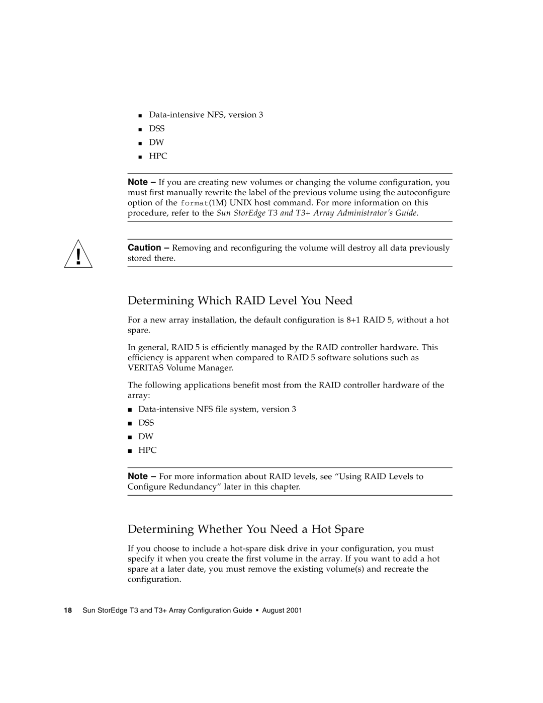 Sun Microsystems T3 manual Determining Which RAID Level You Need 