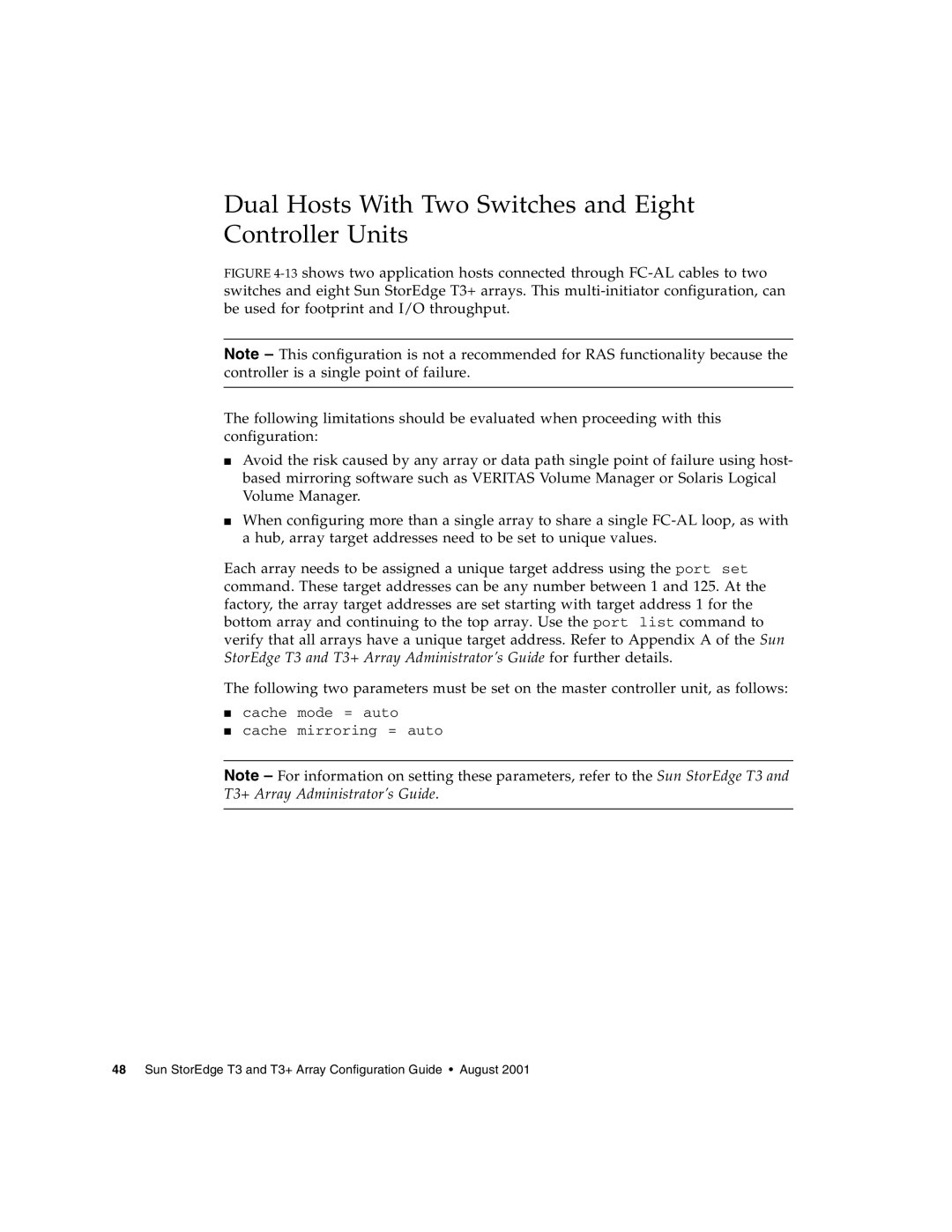 Sun Microsystems T3 manual Dual Hosts With Two Switches and Eight Controller Units 