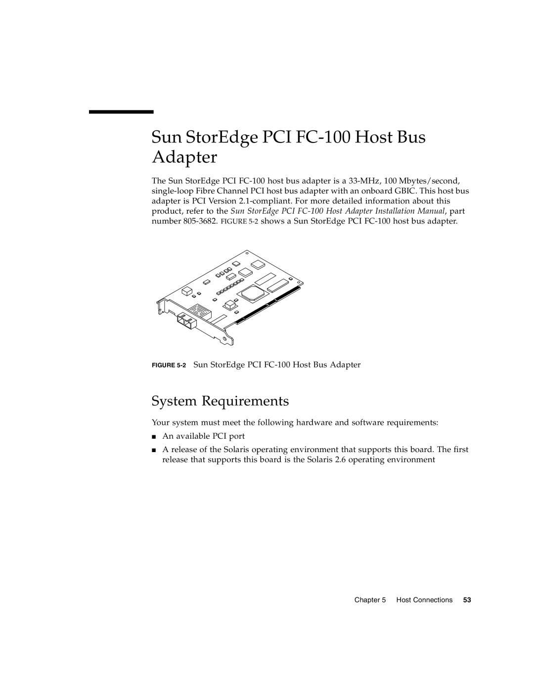 Sun Microsystems T3 manual 2Sun StorEdge PCI FC-100 Host Bus Adapter 