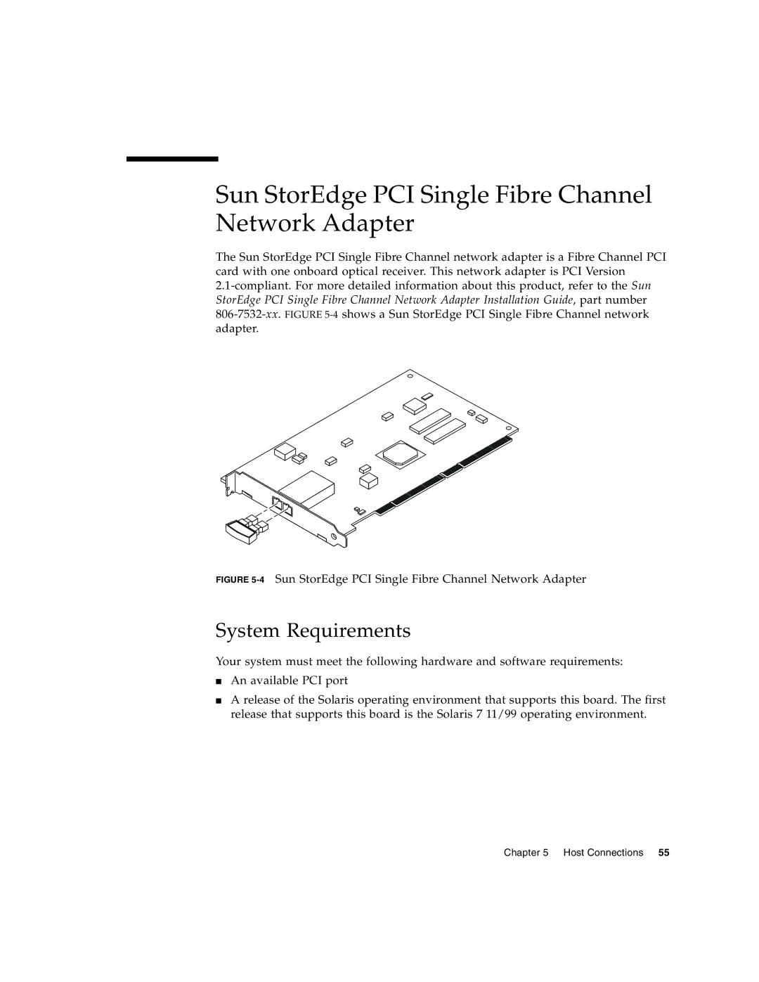 Sun Microsystems T3 manual Sun StorEdge PCI Single Fibre Channel Network Adapter 