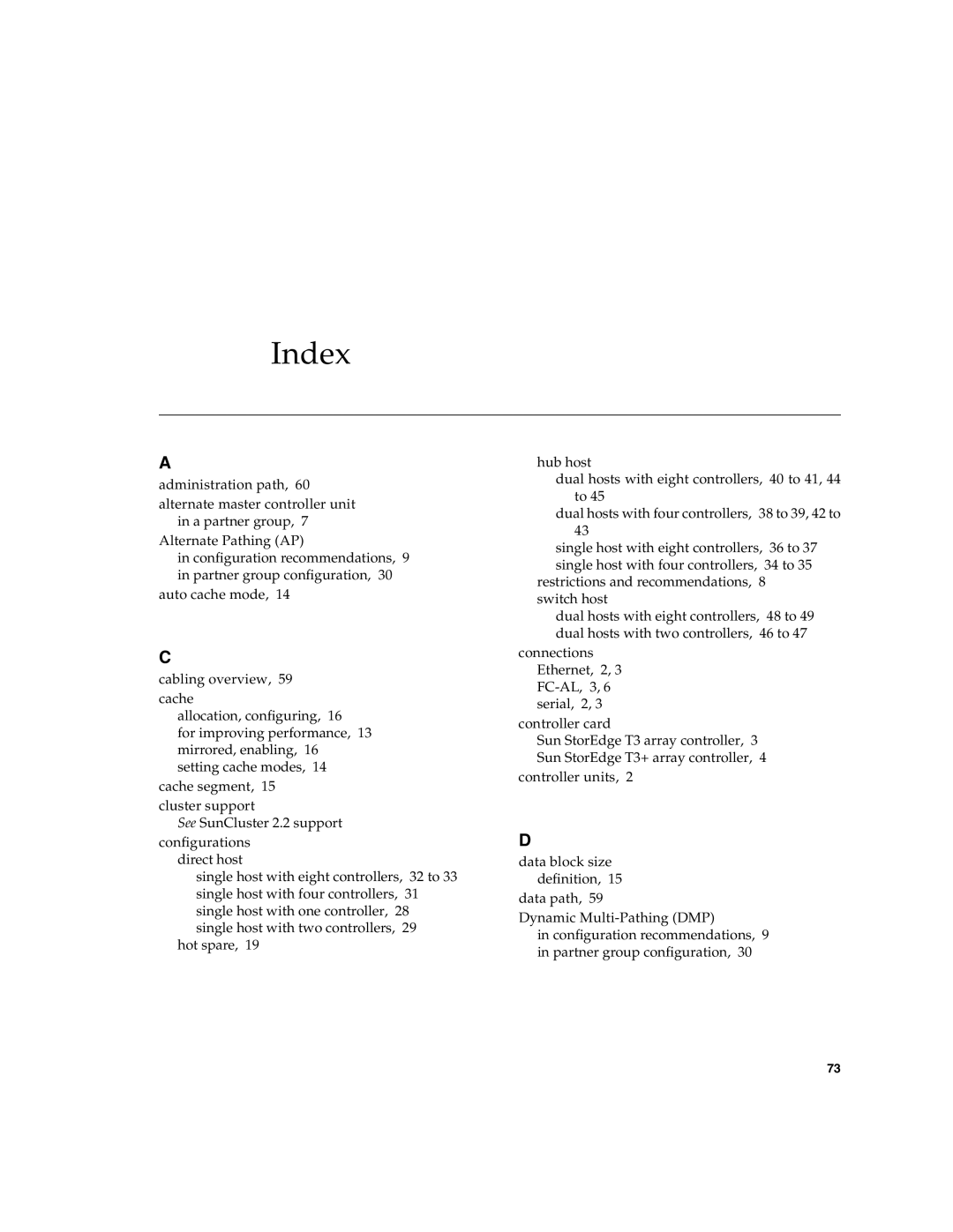 Sun Microsystems T3 manual Index 