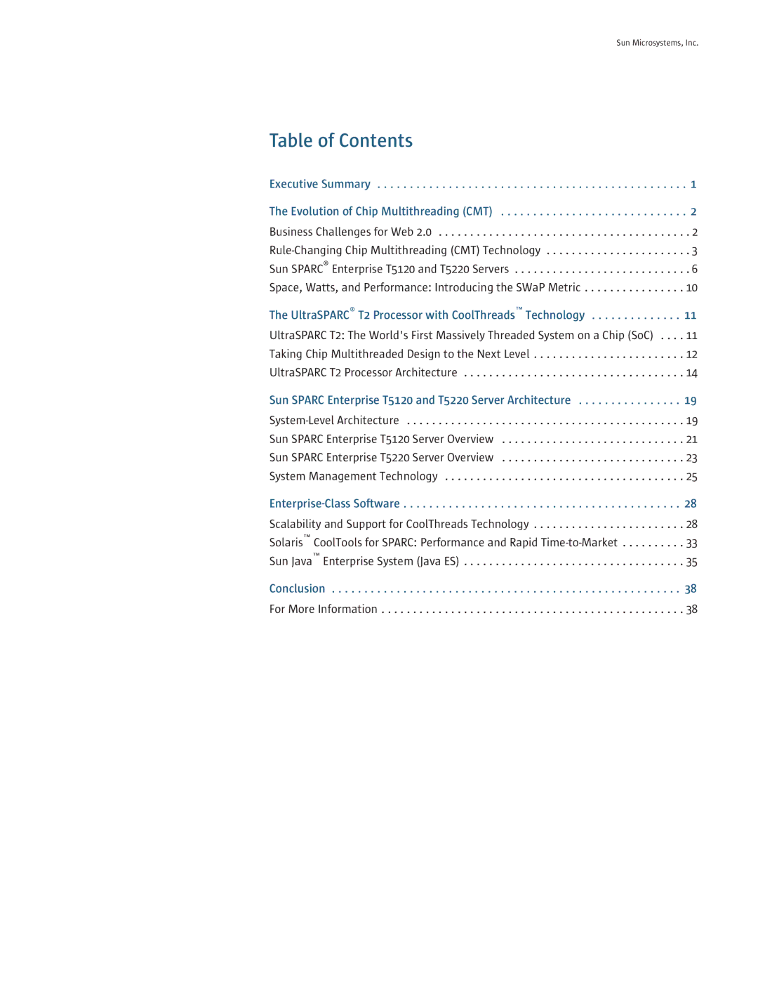 Sun Microsystems T5120, T5220 manual Table of Contents 