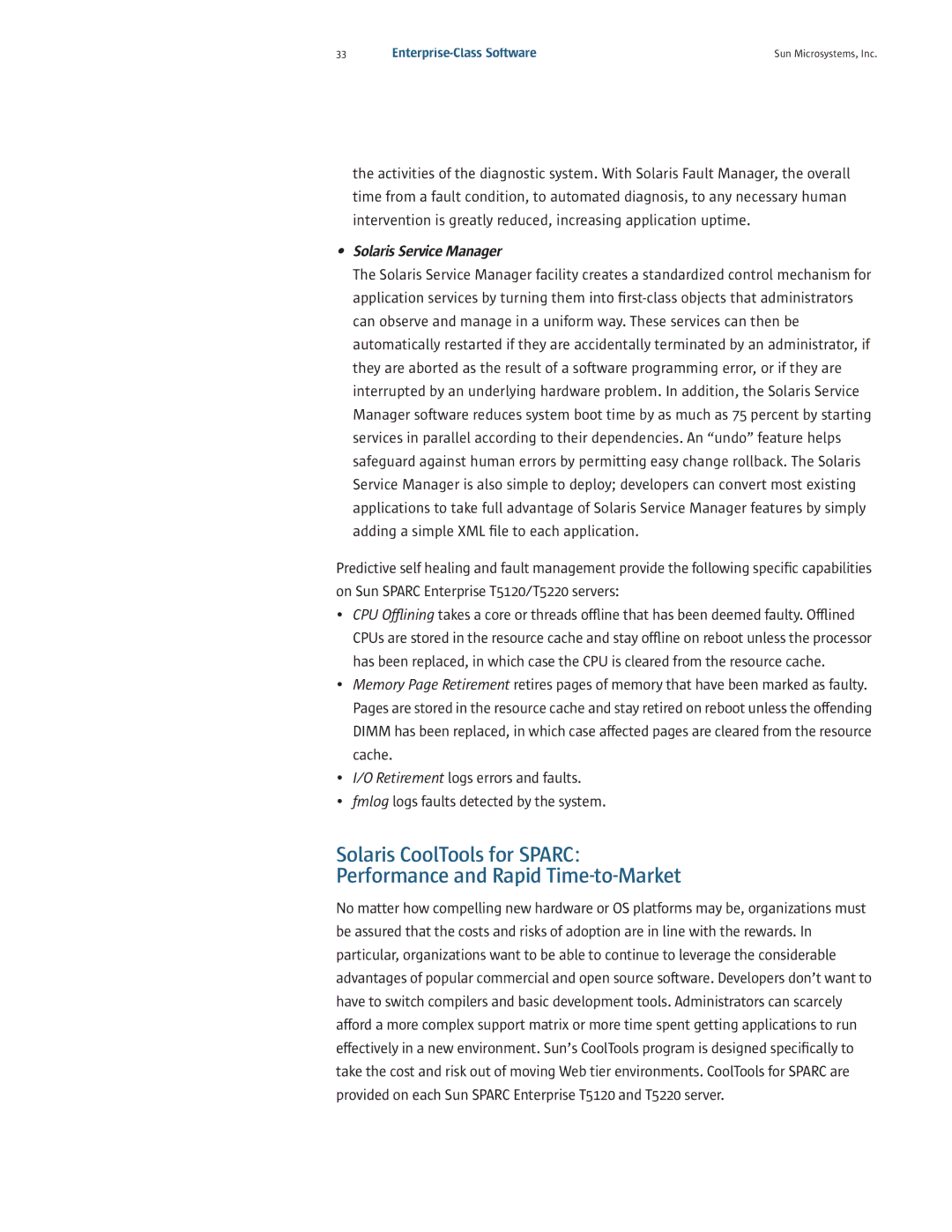 Sun Microsystems T5220, T5120 manual Solaris Service Manager 