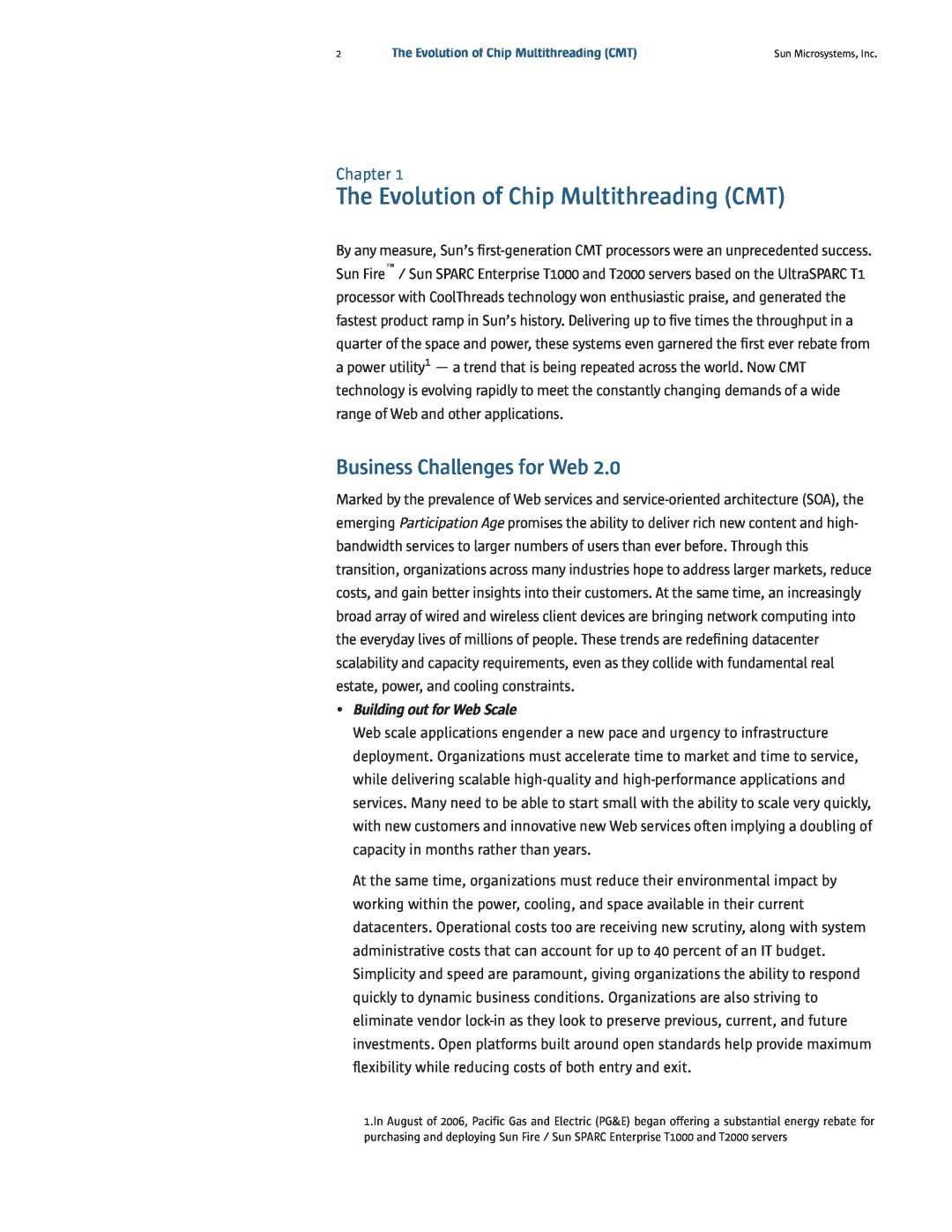 Sun Microsystems T5120, T5220 manual The Evolution of Chip Multithreading CMT, Business Challenges for Web, Chapter 
