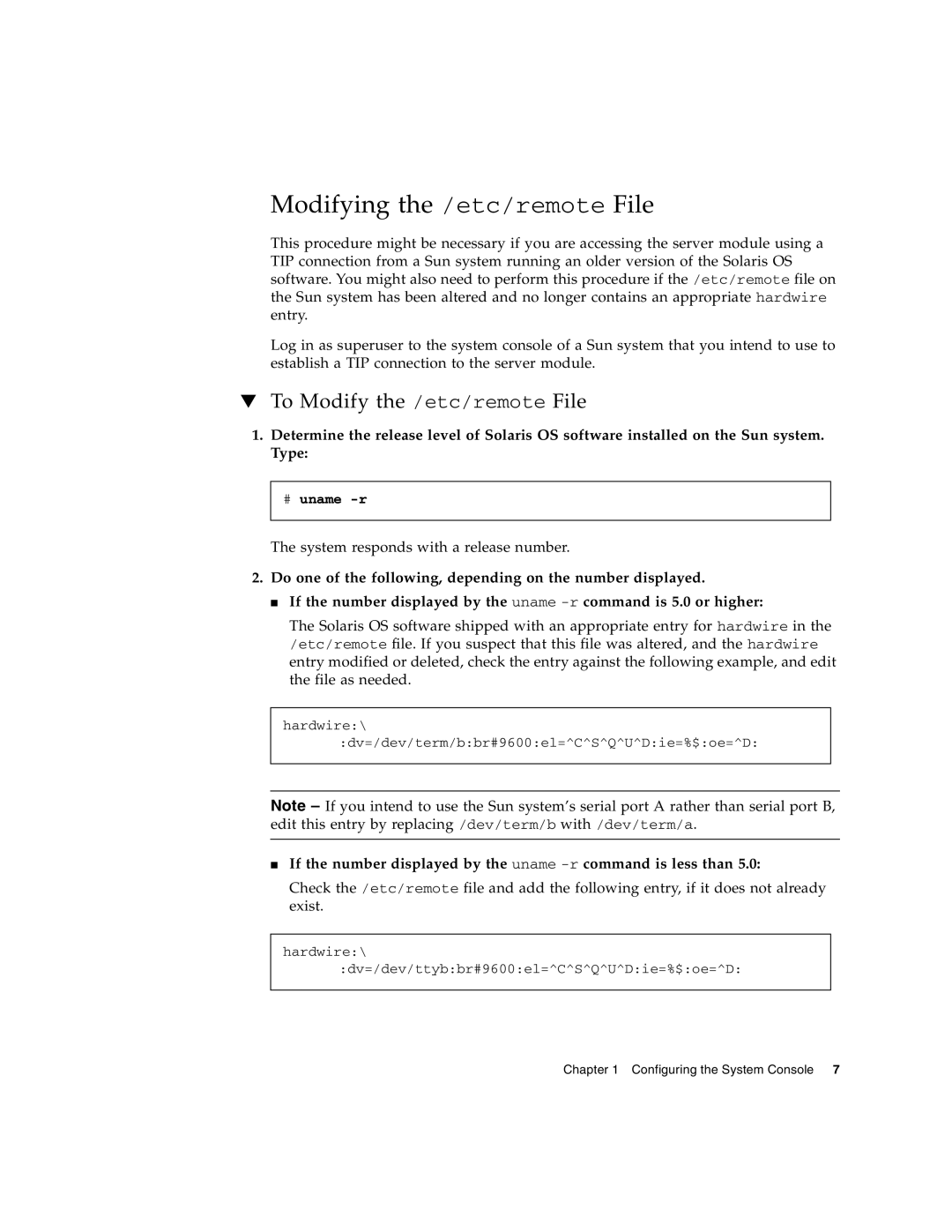 Sun Microsystems T6300 manual Modifying the /etc/remote File, To Modify the /etc/remote File 