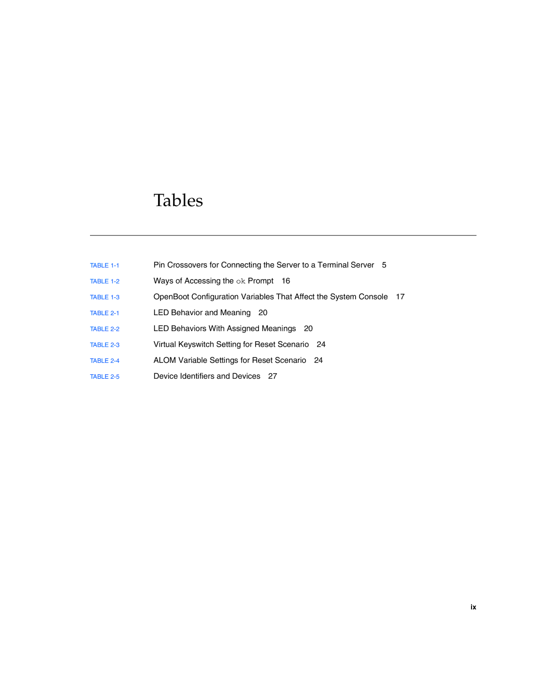 Sun Microsystems T6300 manual Tables 