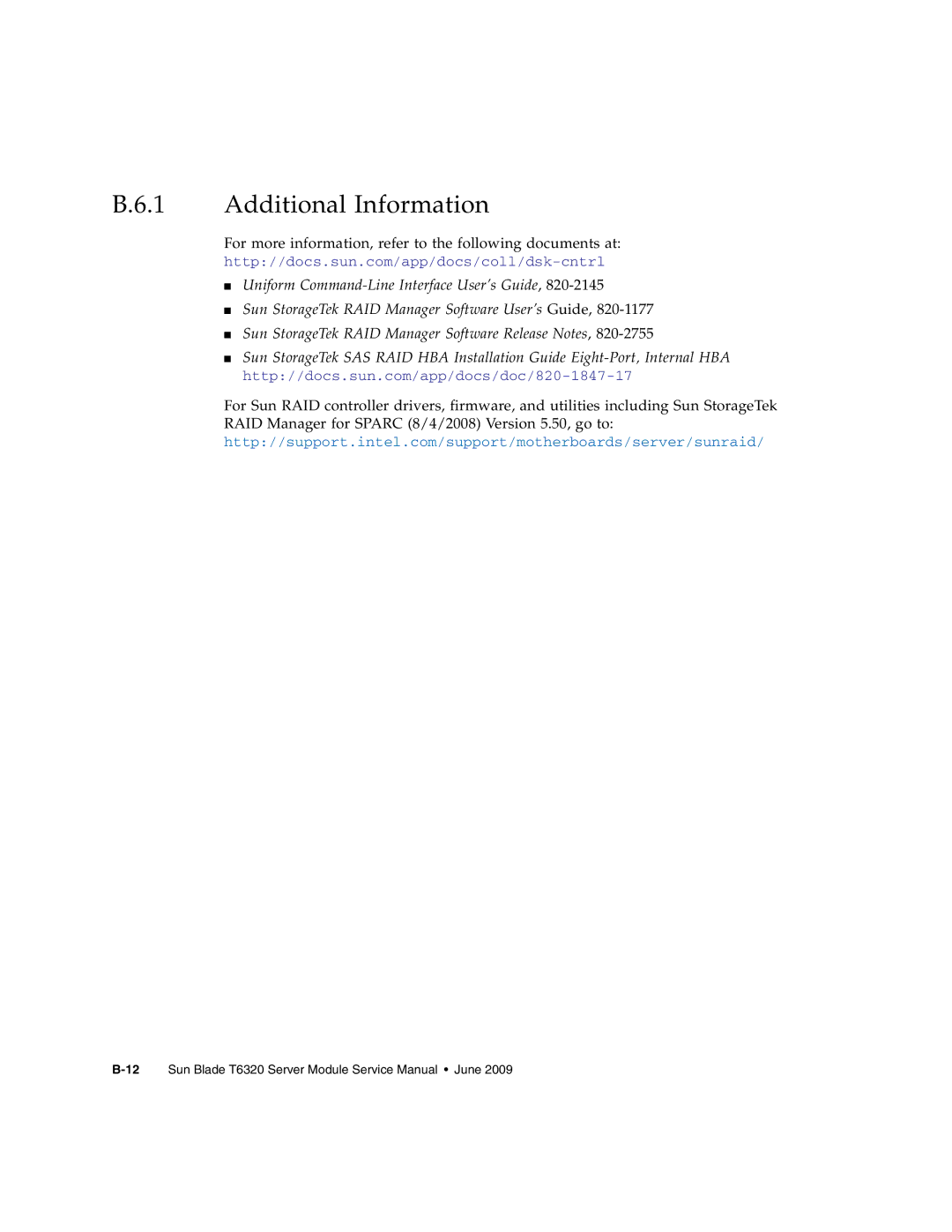 Sun Microsystems T6320 service manual Additional Information 