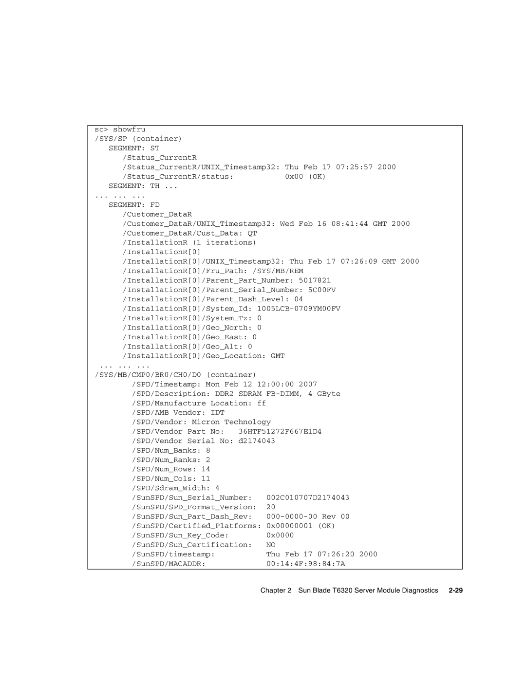 Sun Microsystems T6320 service manual Segment TH 