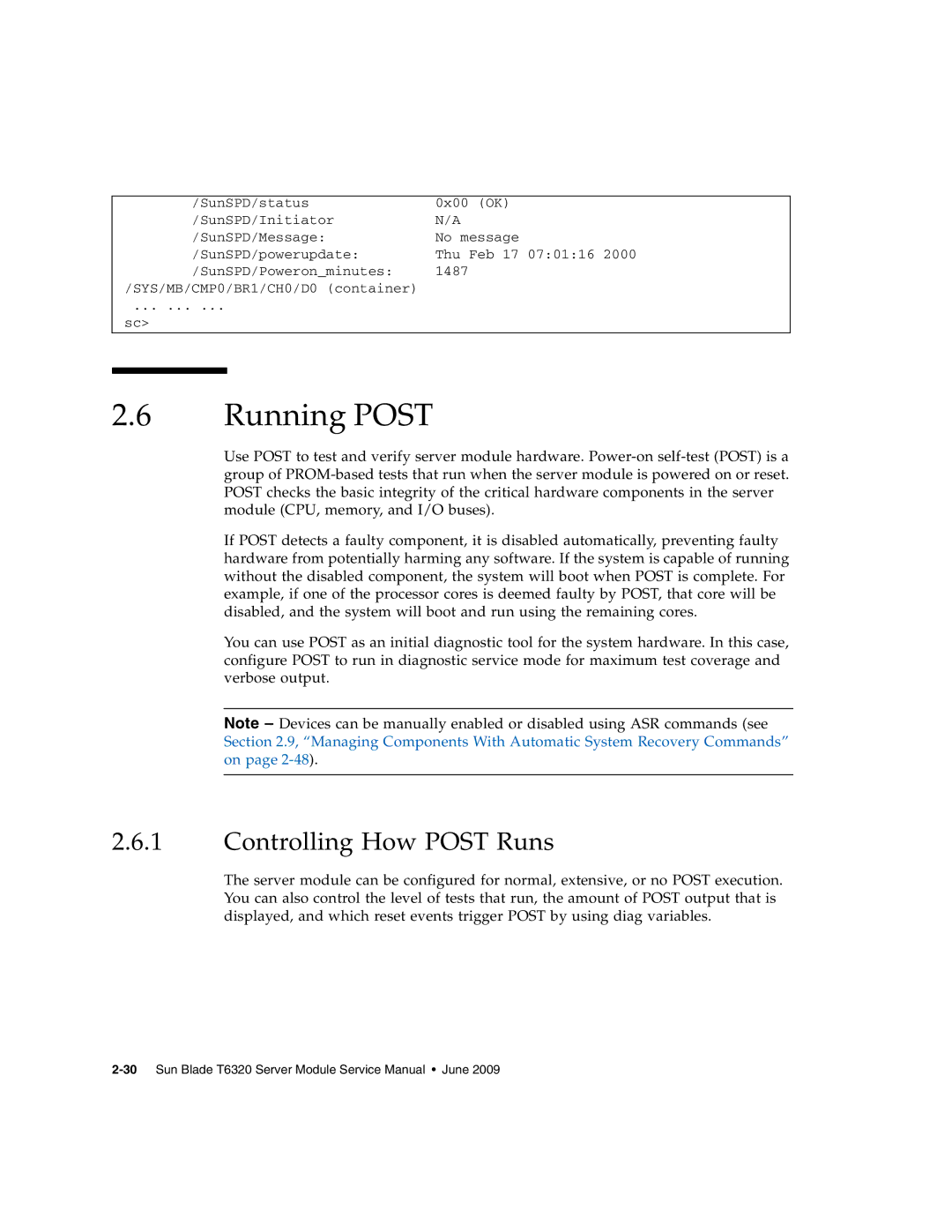 Sun Microsystems T6320 service manual Running Post, Controlling How Post Runs 