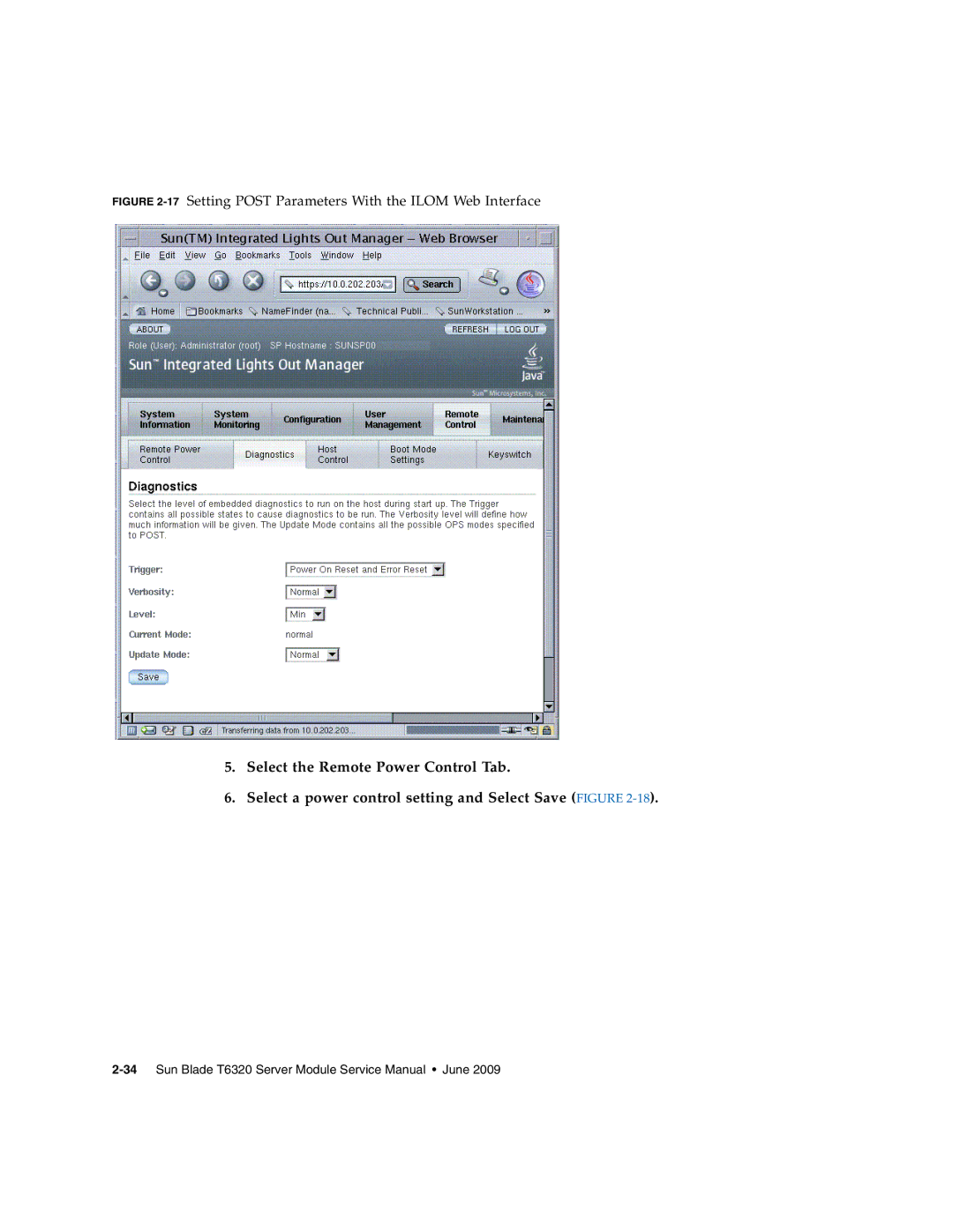 Sun Microsystems T6320 service manual 17Setting Post Parameters With the Ilom Web Interface 