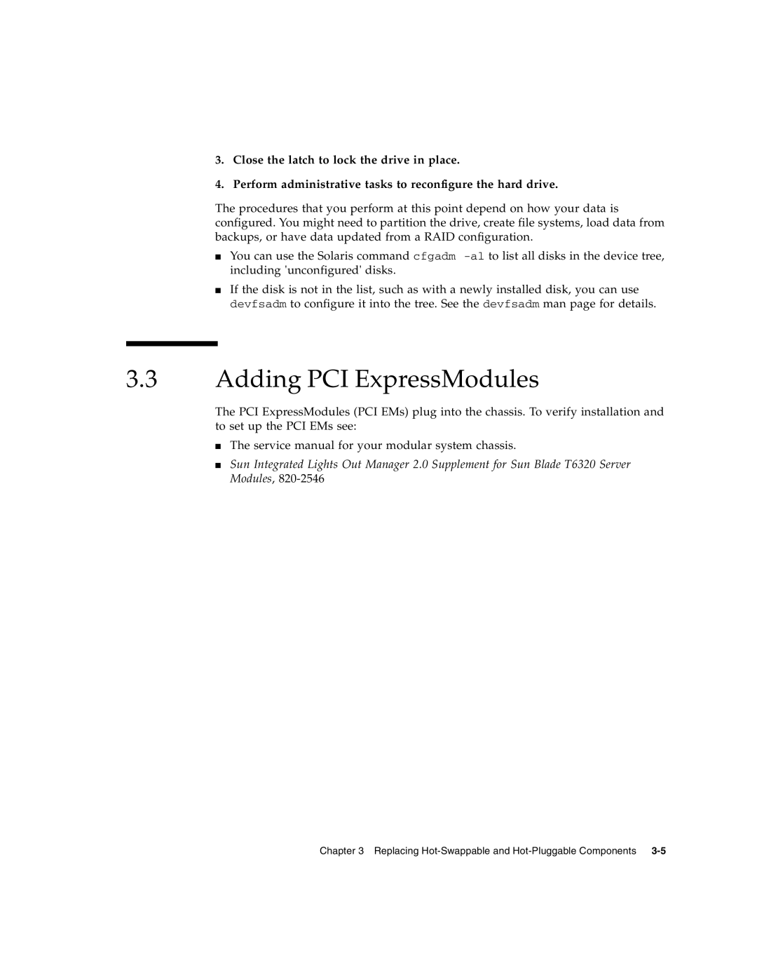 Sun Microsystems T6320 service manual Adding PCI ExpressModules 