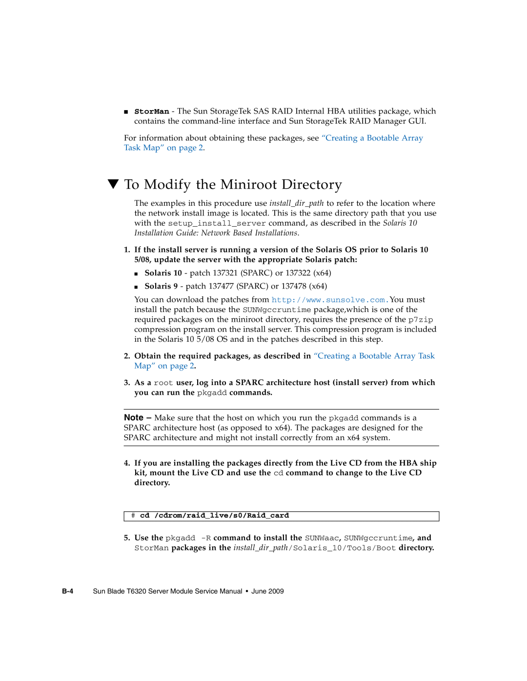 Sun Microsystems T6320 service manual To Modify the Miniroot Directory 