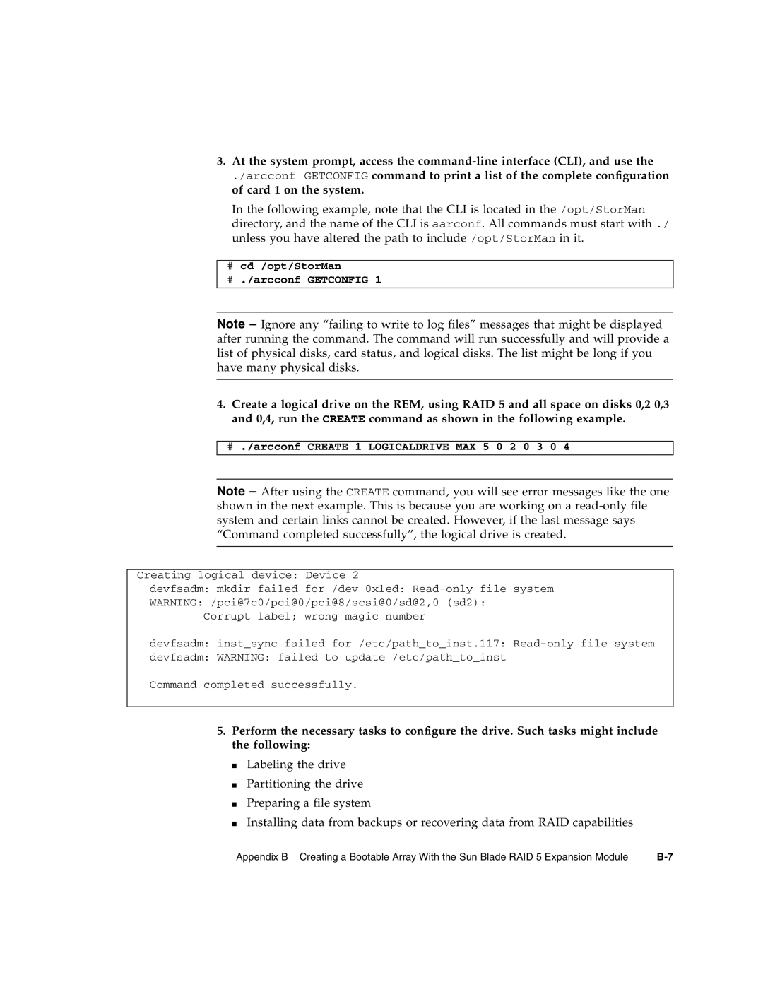 Sun Microsystems T6320 service manual Labeling the drive Partitioning the drive Preparing a file system 