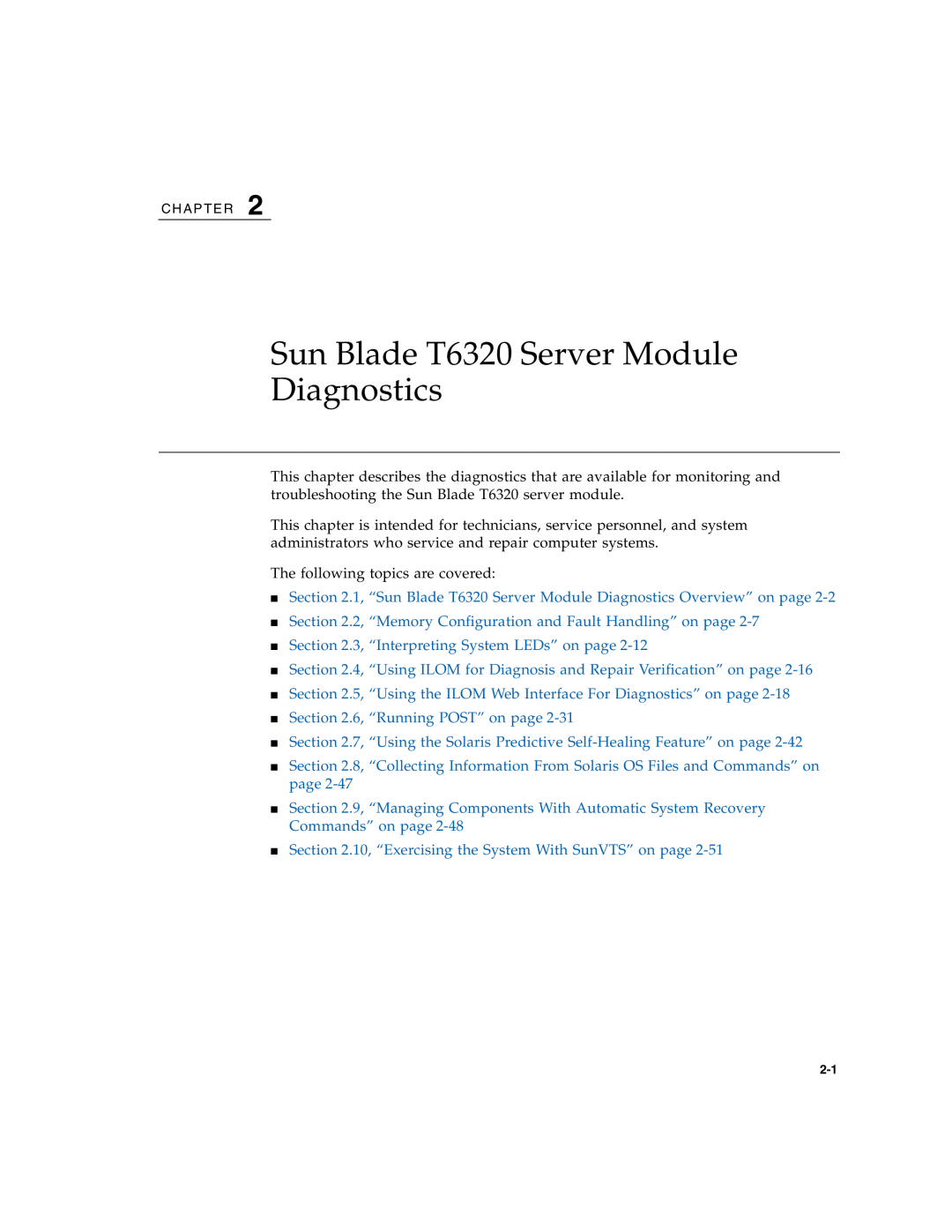 Sun Microsystems Sun Blade T6320 Server Module Diagnostics, 2, “Memory Configuration and Fault Handling” on page 