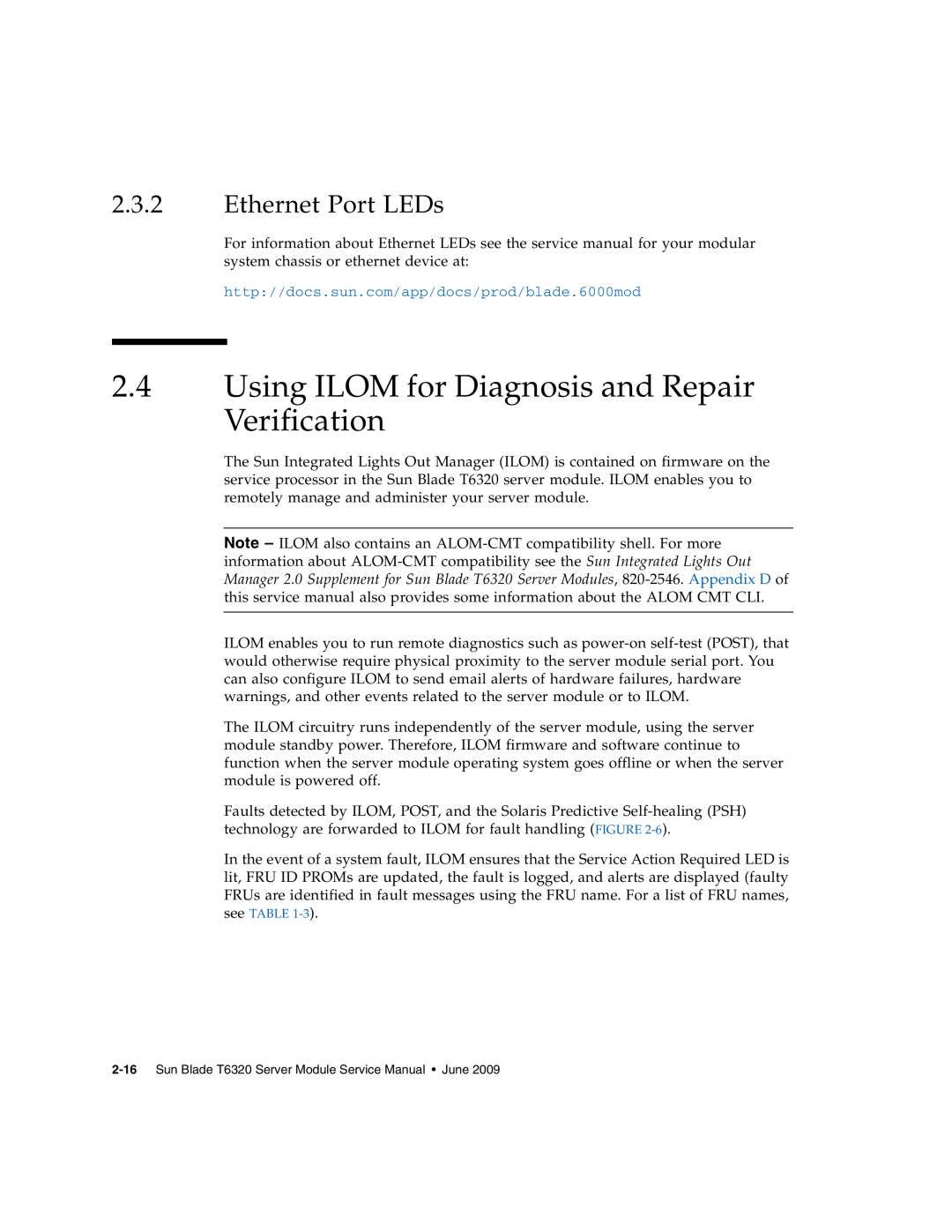 Sun Microsystems T6320 service manual Using ILOM for Diagnosis and Repair Verification, Ethernet Port LEDs 