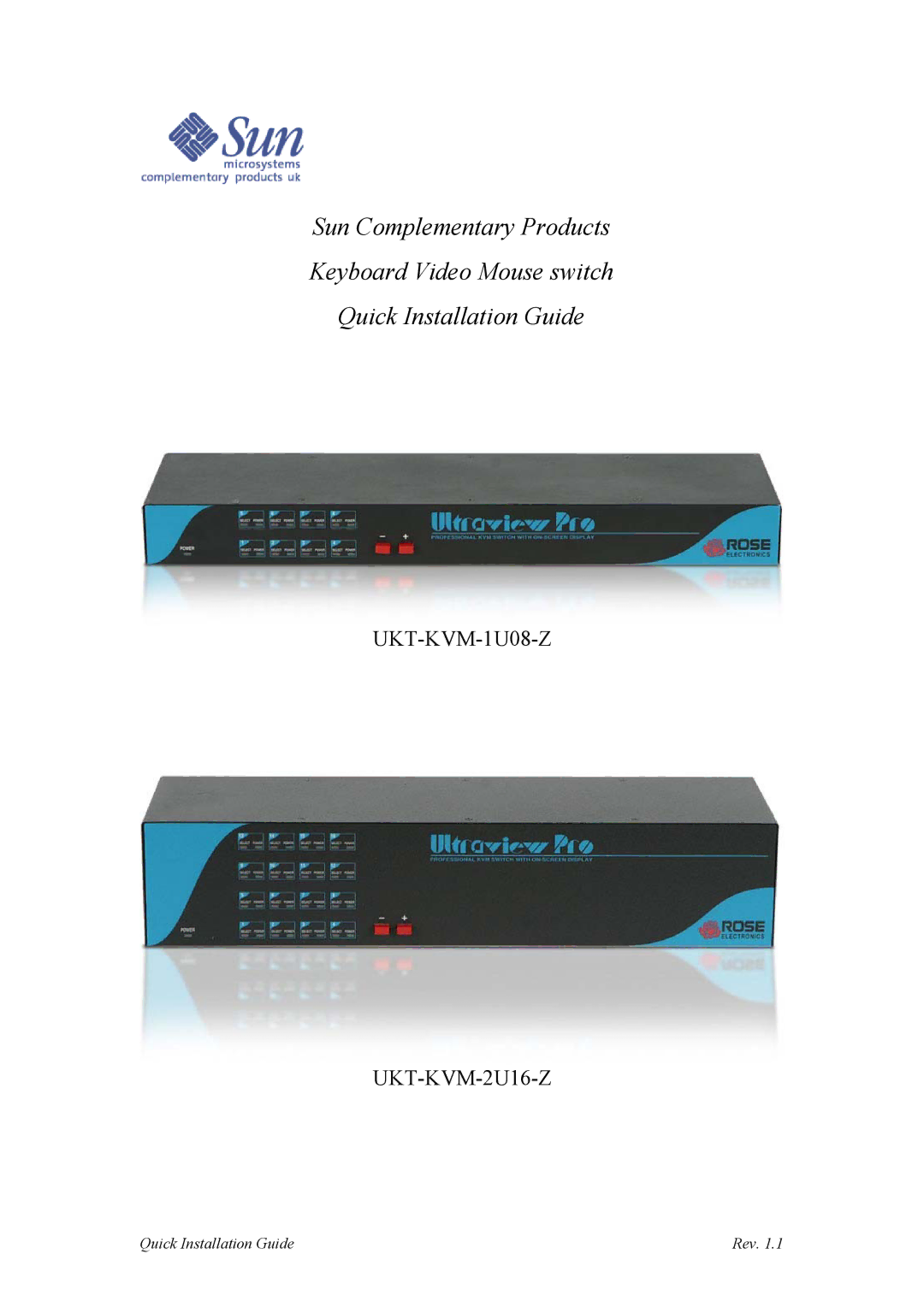 Sun Microsystems manual UKT-KVM-1U08-Z UKT-KVM-2U16-Z 