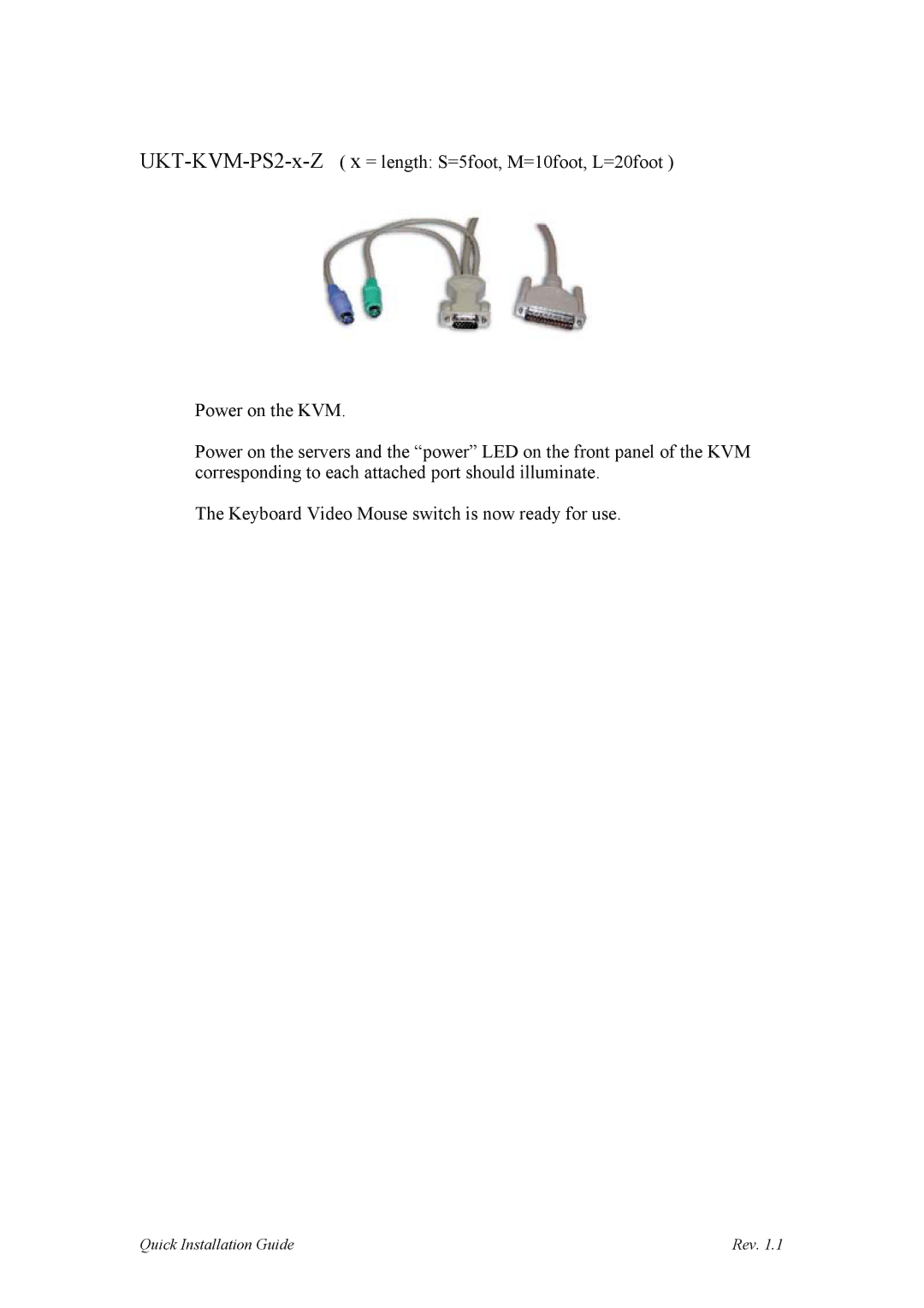 Sun Microsystems UKT-KVM-2U16-Z, UKT-KVM-1U08-Z manual Quick Installation Guide Rev 