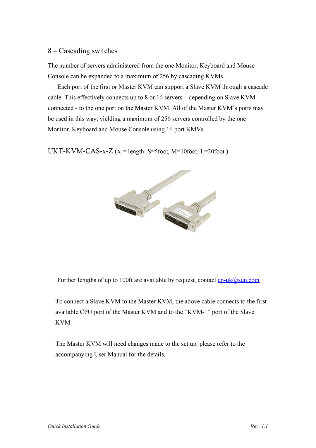 Sun Microsystems UKT-KVM-2U16-Z, UKT-KVM-1U08-Z manual Cascading switches 