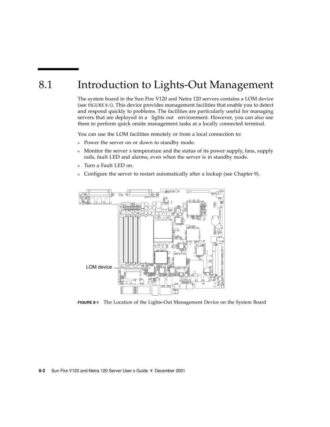 Sun Microsystems V120 manual Introduction to Lights-Out Management 