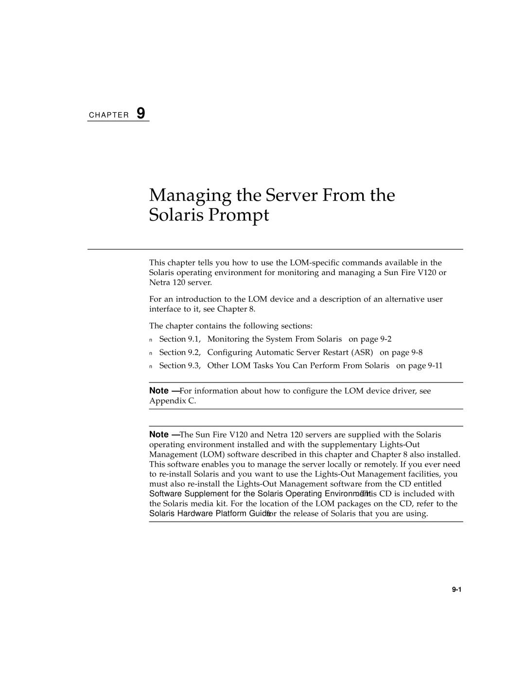 Sun Microsystems V120 manual Managing the Server From Solaris Prompt 