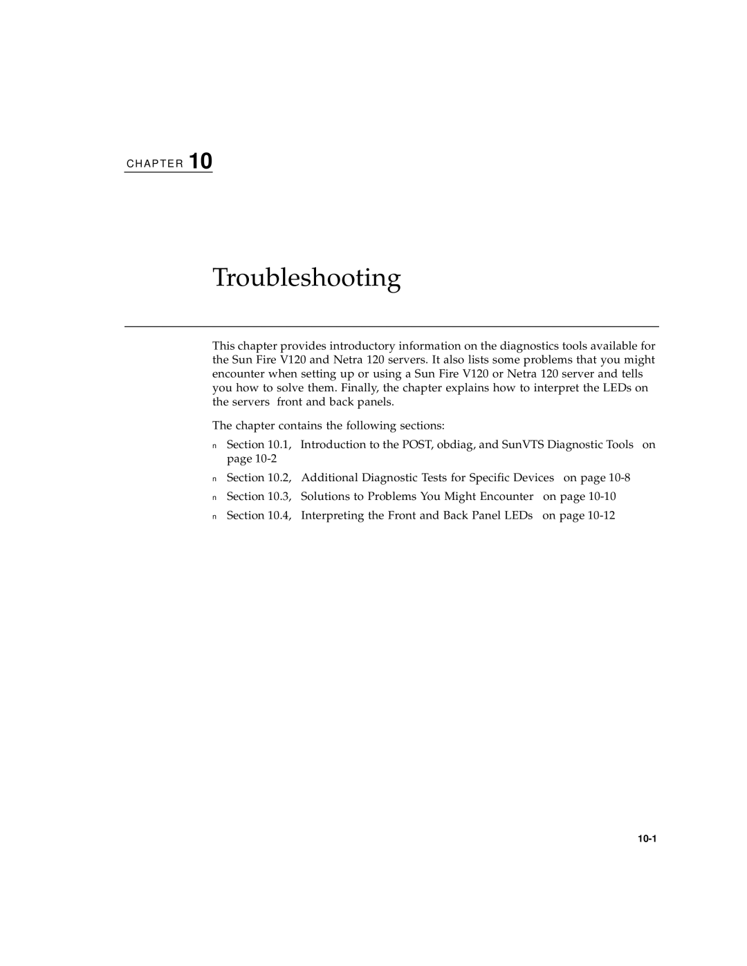 Sun Microsystems V120 manual Troubleshooting 