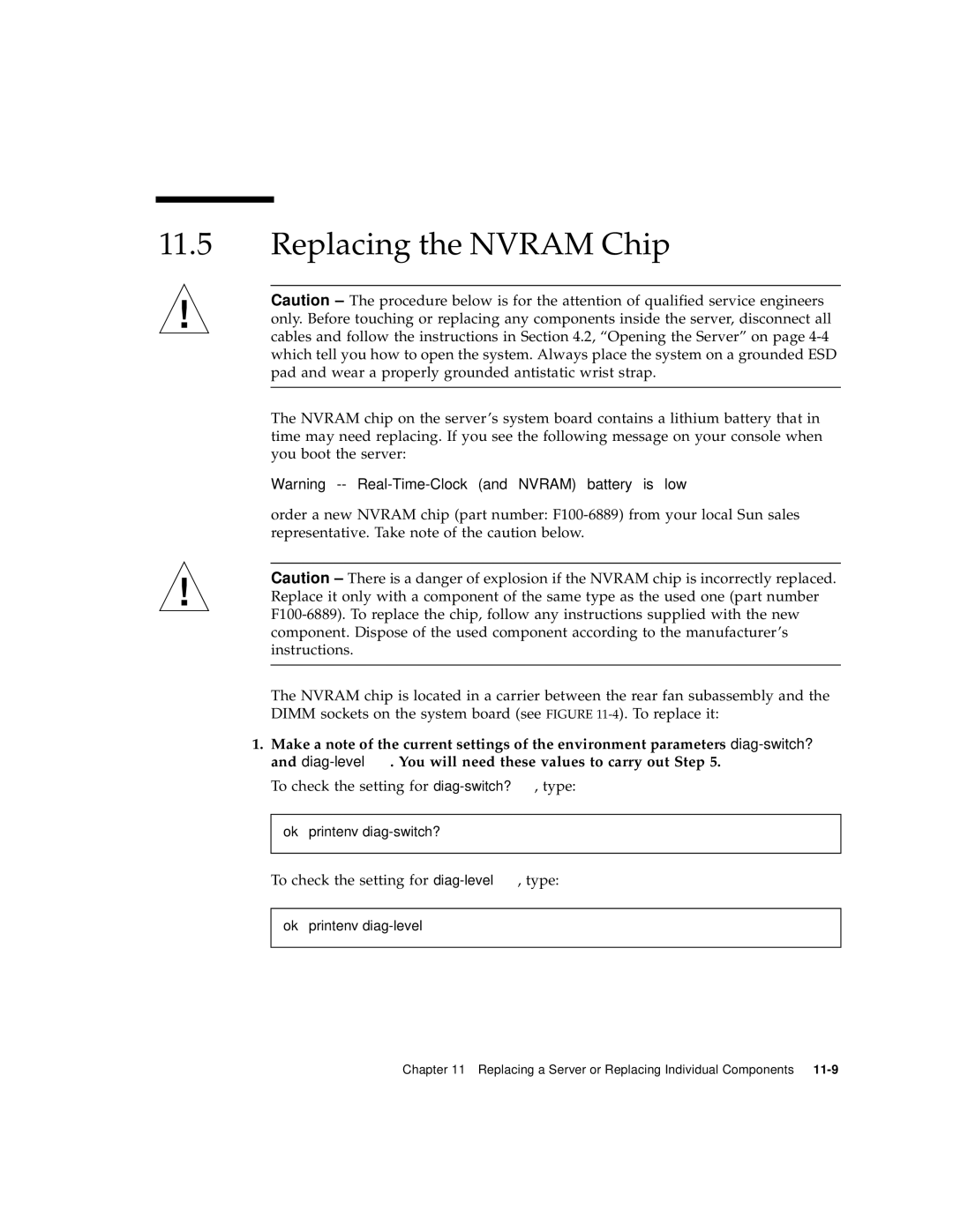 Sun Microsystems V120 manual Replacing the Nvram Chip 