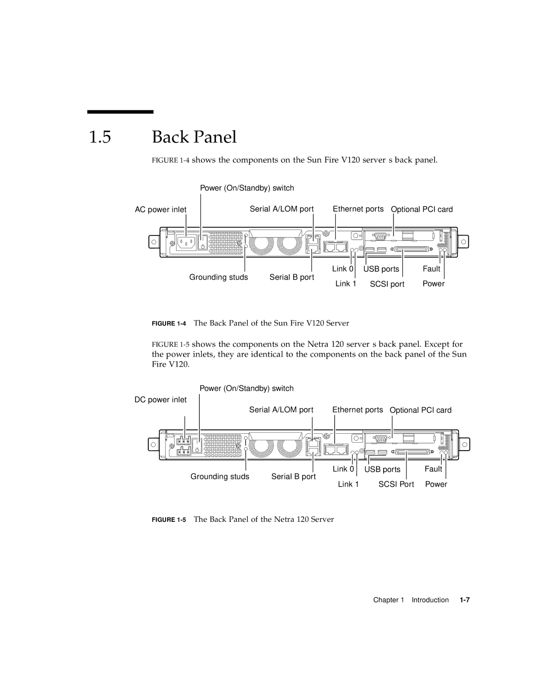 Sun Microsystems manual 4The Back Panel of the Sun Fire V120 Server 