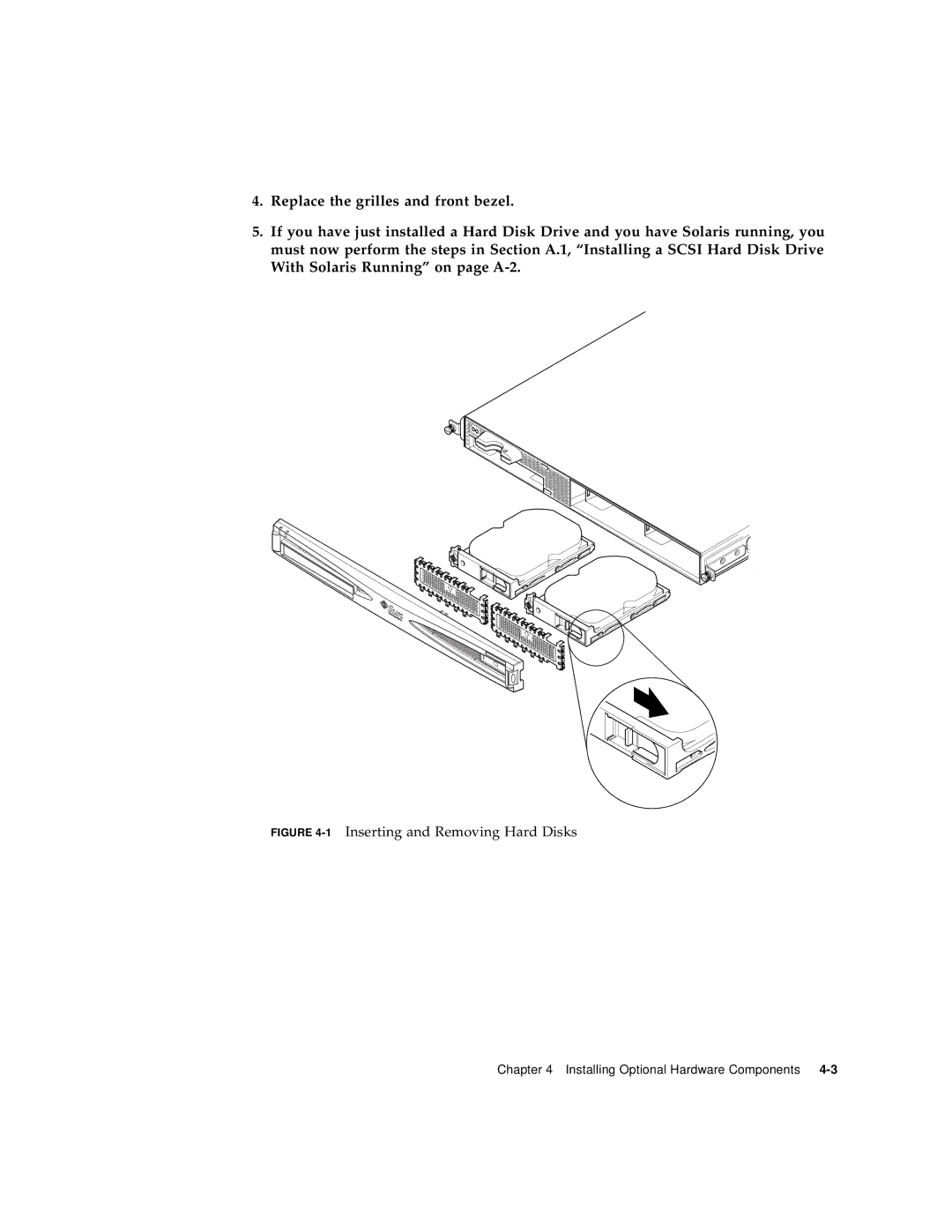 Sun Microsystems V120 manual 1Inserting and Removing Hard Disks 