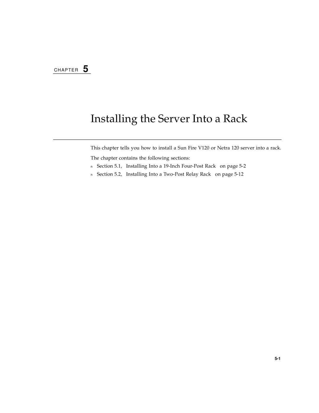 Sun Microsystems V120 manual Installing the Server Into a Rack 