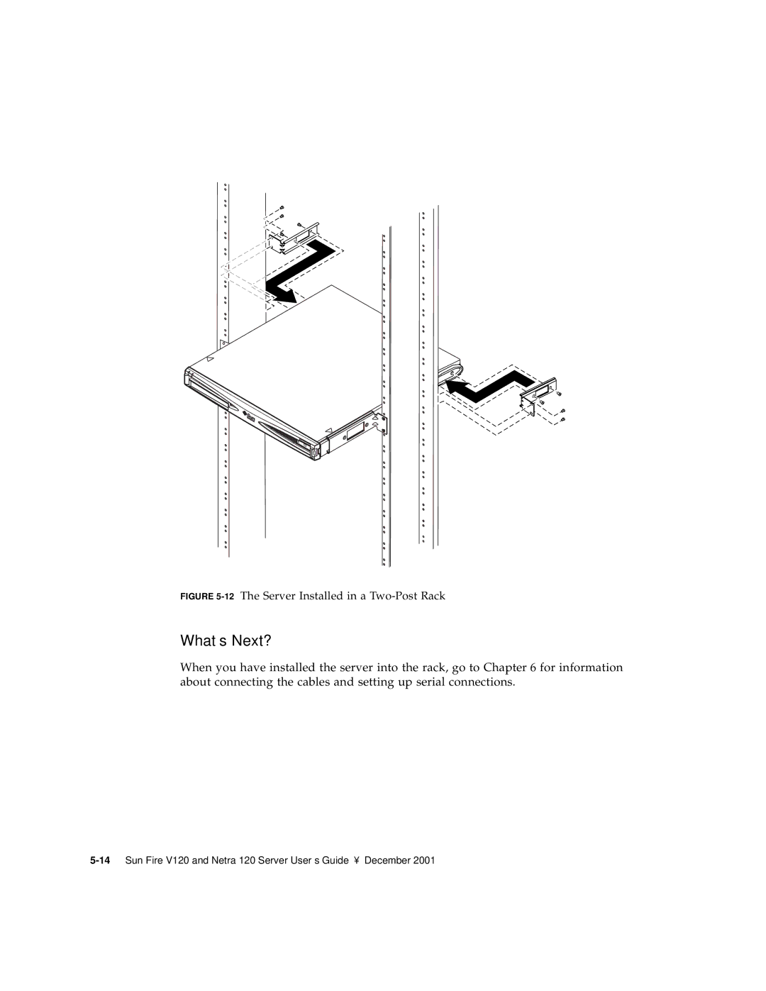Sun Microsystems V120 manual 12The Server Installed in a Two-Post Rack 