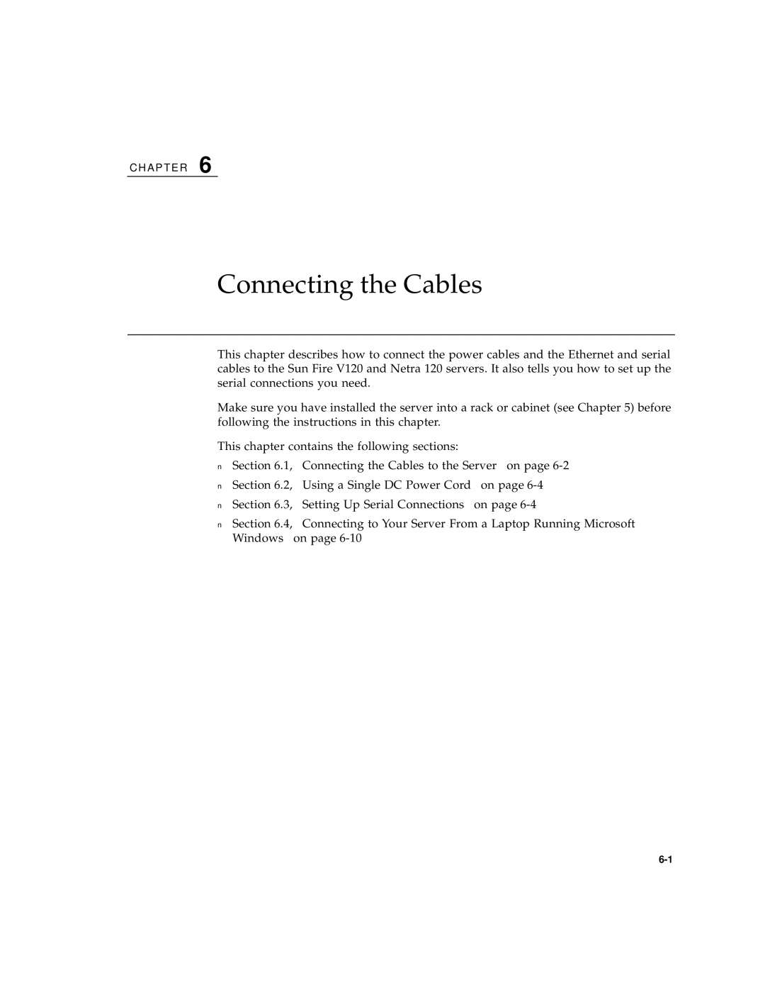 Sun Microsystems V120 manual Connecting the Cables 