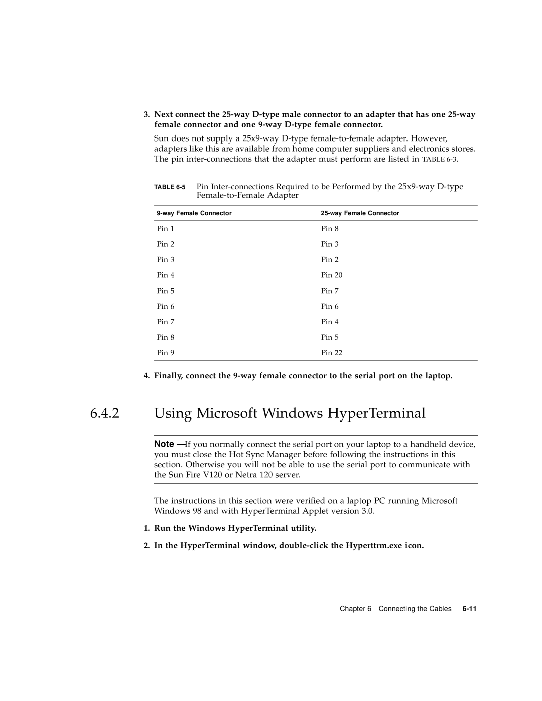 Sun Microsystems V120 manual Using Microsoft Windows HyperTerminal 