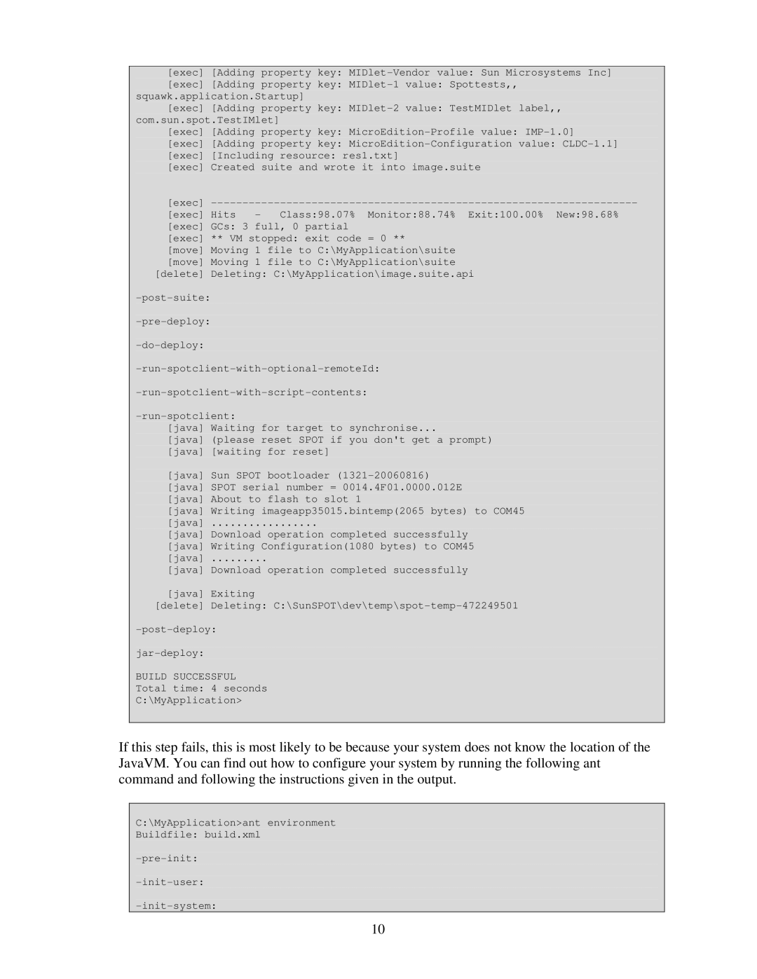 Sun Microsystems V2.0 manual Total time 4 seconds \MyApplication 