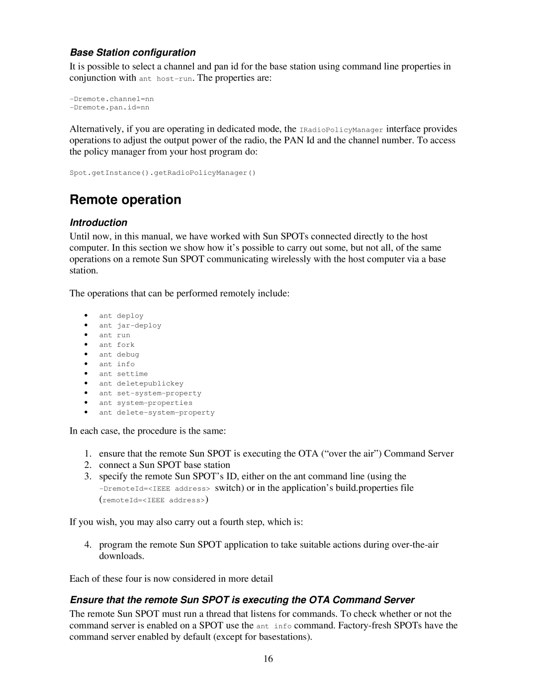 Sun Microsystems V2.0 manual Remote operation, Base Station configuration, Introduction 