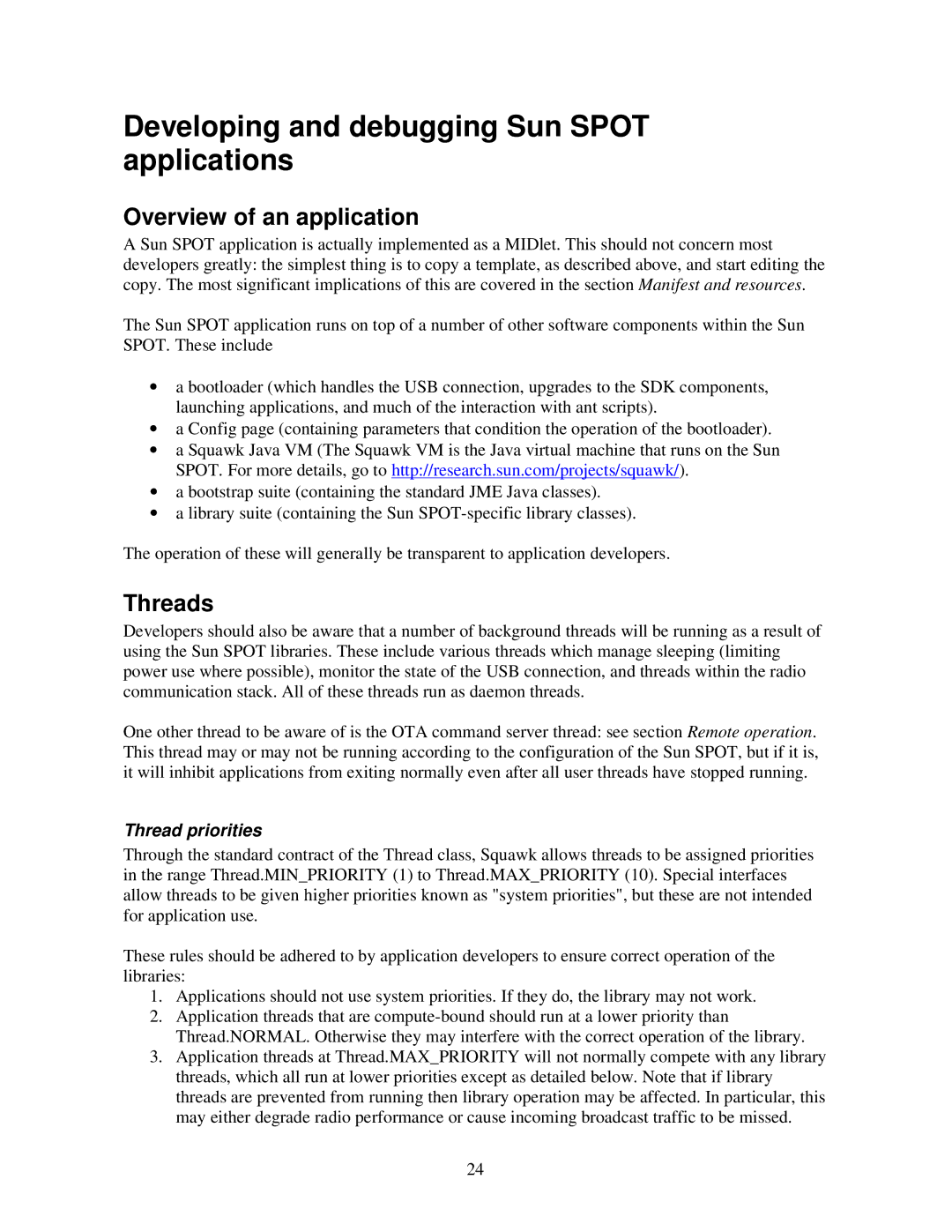 Sun Microsystems V2.0 manual Overview of an application, Threads, Thread priorities 